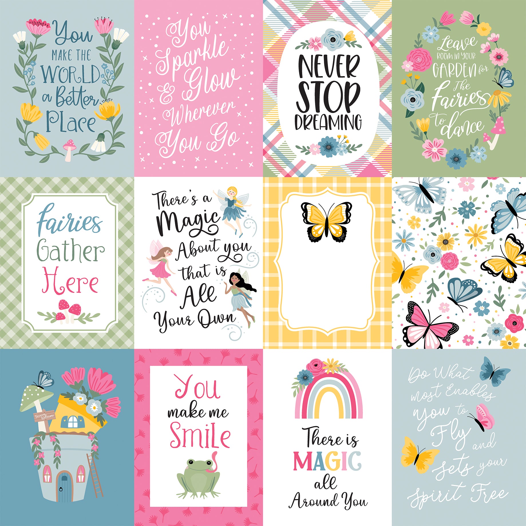 Fairy Garden Collection 3x4 Journaling Cards 12 x 12 Double-Sided Scrapbook Paper by Echo Park Paper