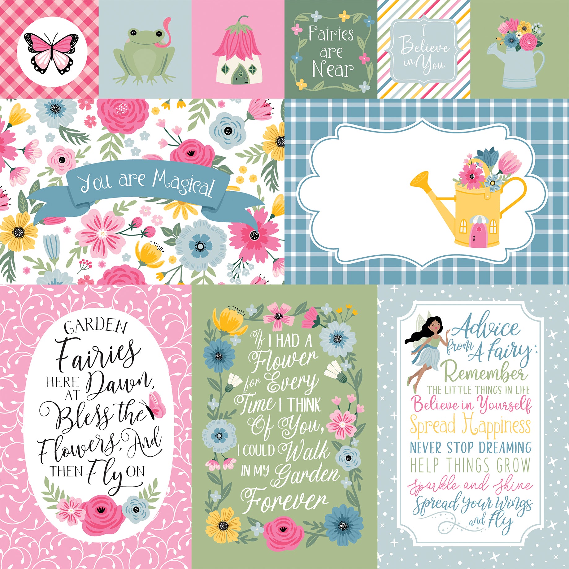 Fairy Garden Collection Multi Journaling Cards 12 x 12 Double-Sided Scrapbook Paper by Echo Park Paper