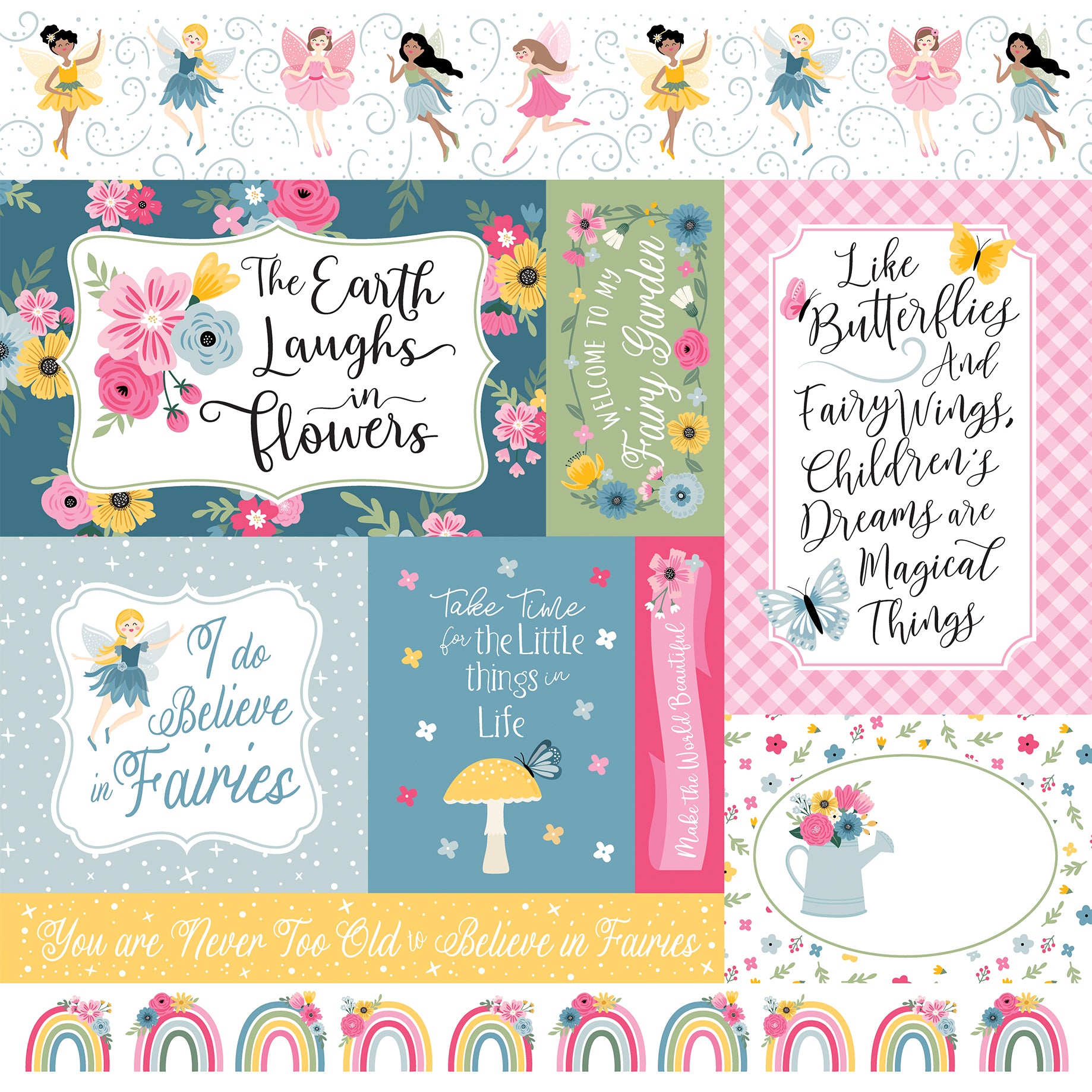 Fairy Garden Collection Journaling Cards 12 x 12 Double-Sided Scrapbook Paper by Echo Park Paper