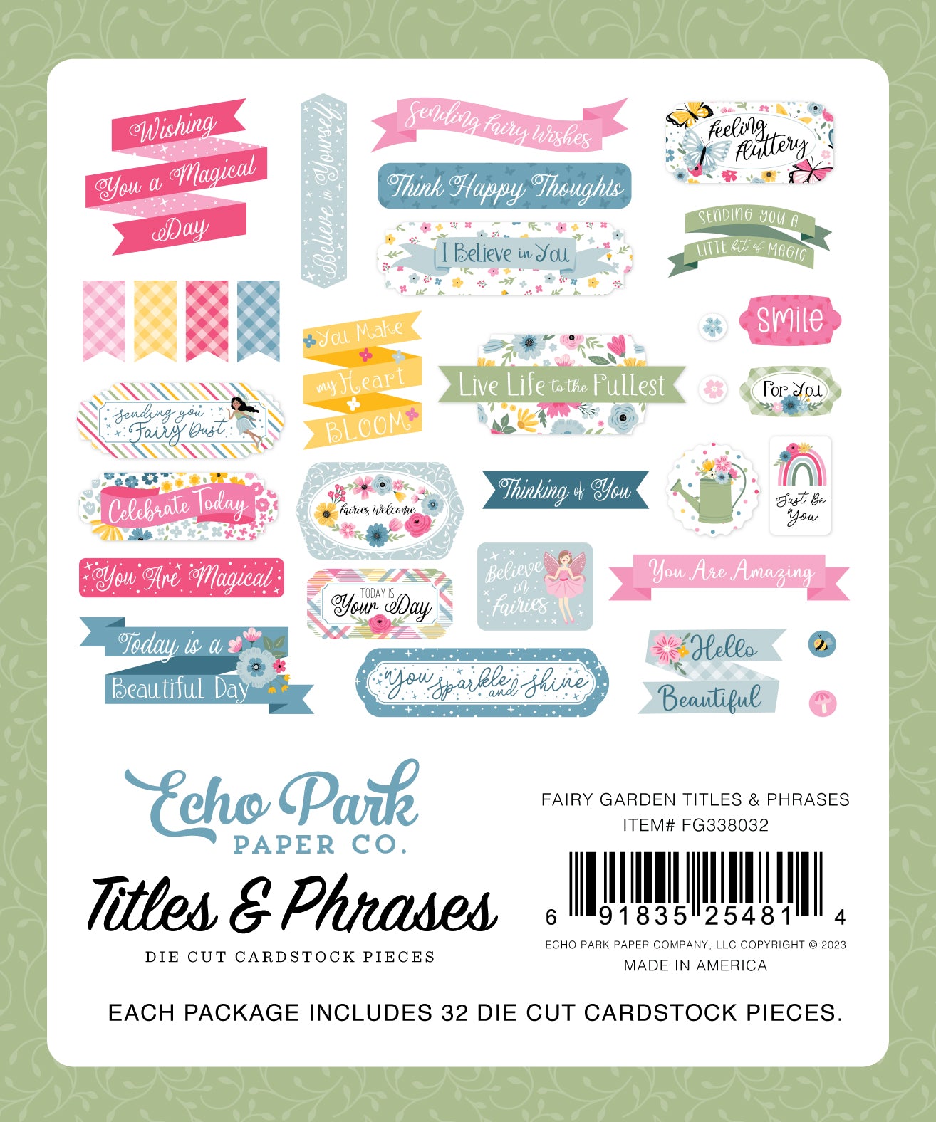 Fairy Garden Collection 5 x 5 Scrapbook Titles & Phrases by Echo Park Paper