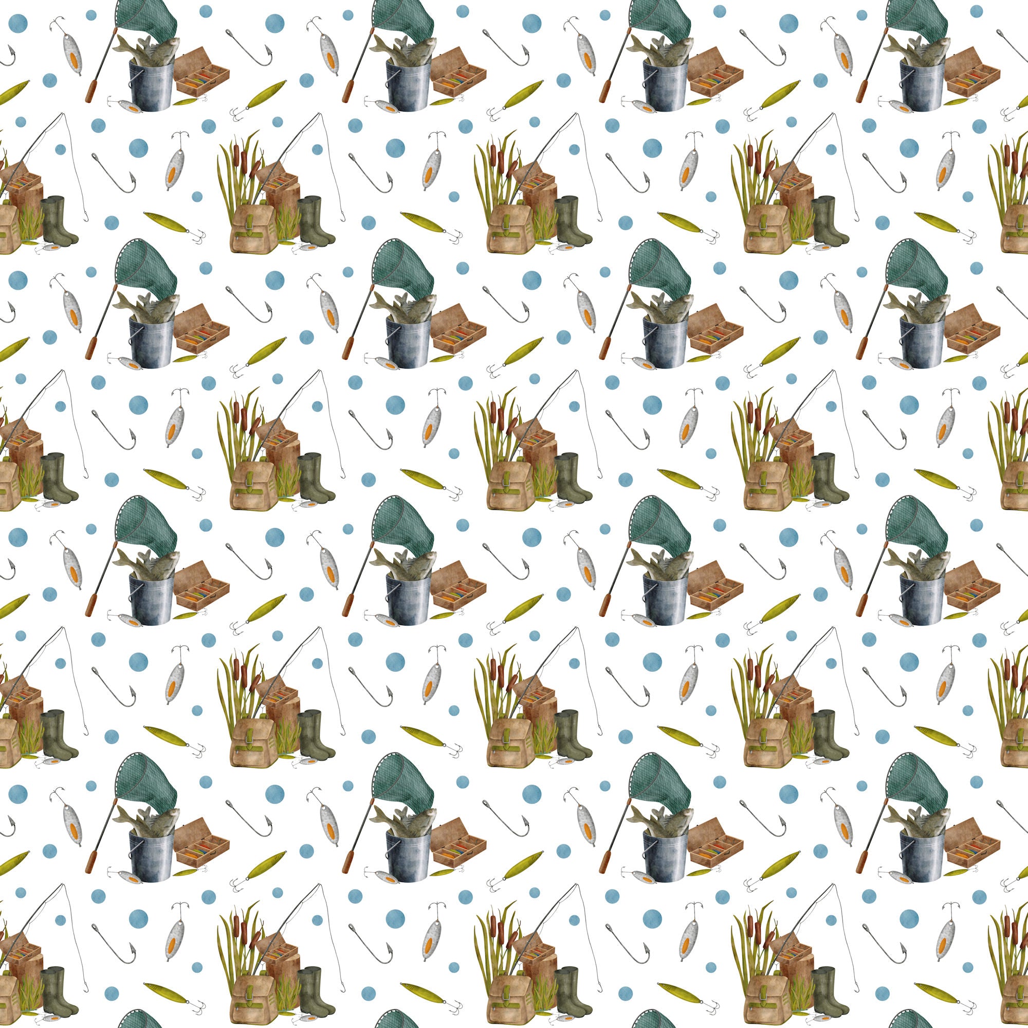 Fish Tales Collection Wishin' To Be Fishin' 12 x 12 Double-Sided Scrapbook Paper by SSC Designs