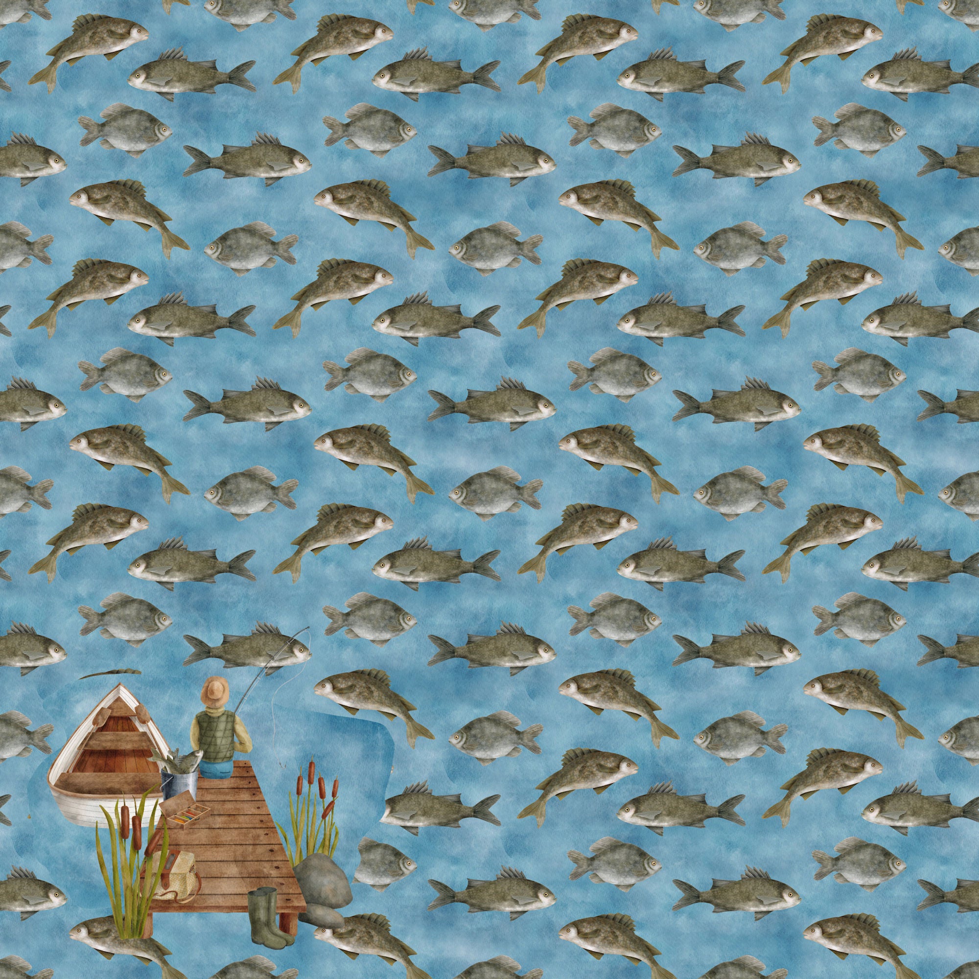 Fish Tales Collection A Bit Fishy To Me 12 x 12 Double-Sided Scrapbook Paper by SSC Designs