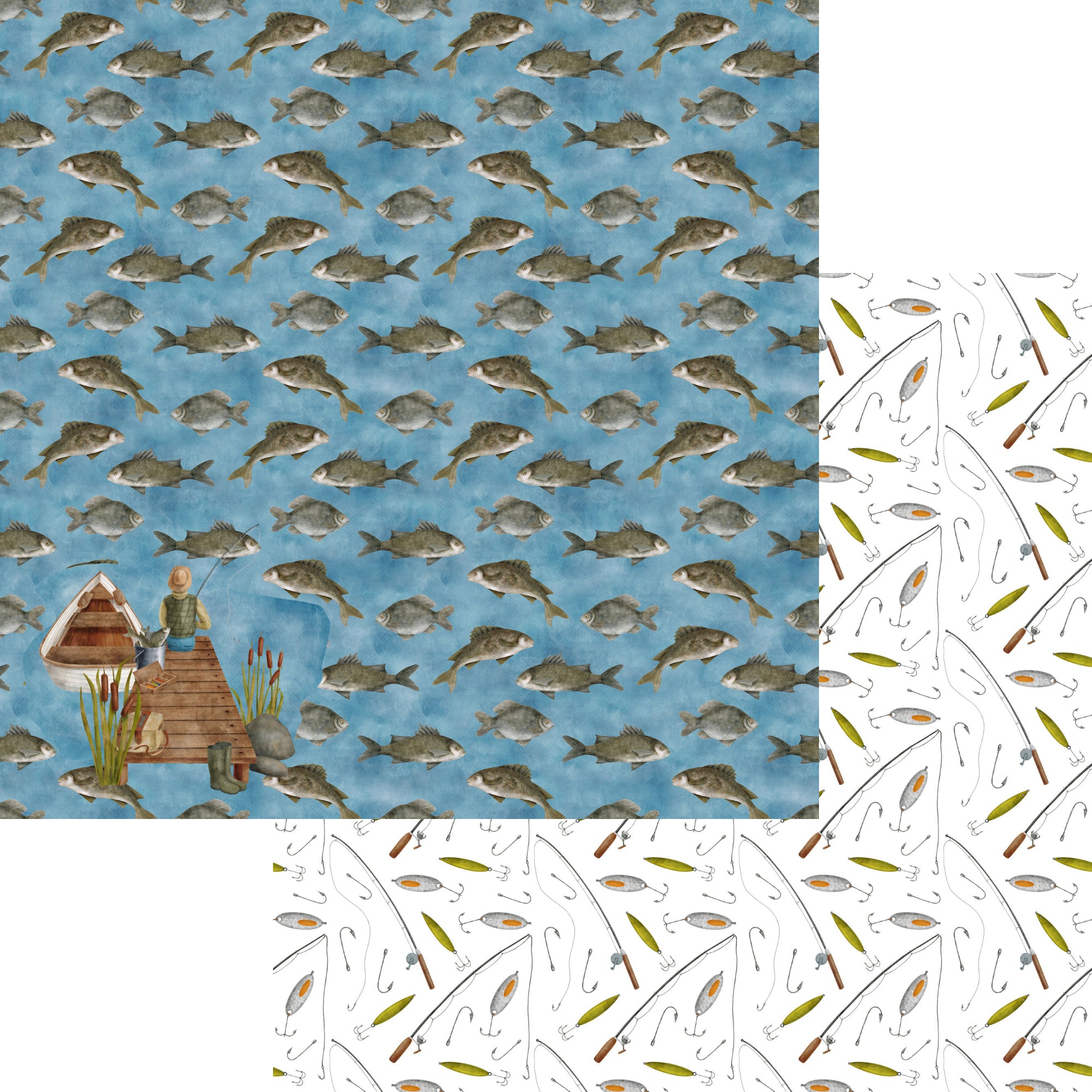 Fish Tales Collection A Bit Fishy To Me 12 x 12 Double-Sided Scrapbook Paper by SSC Designs