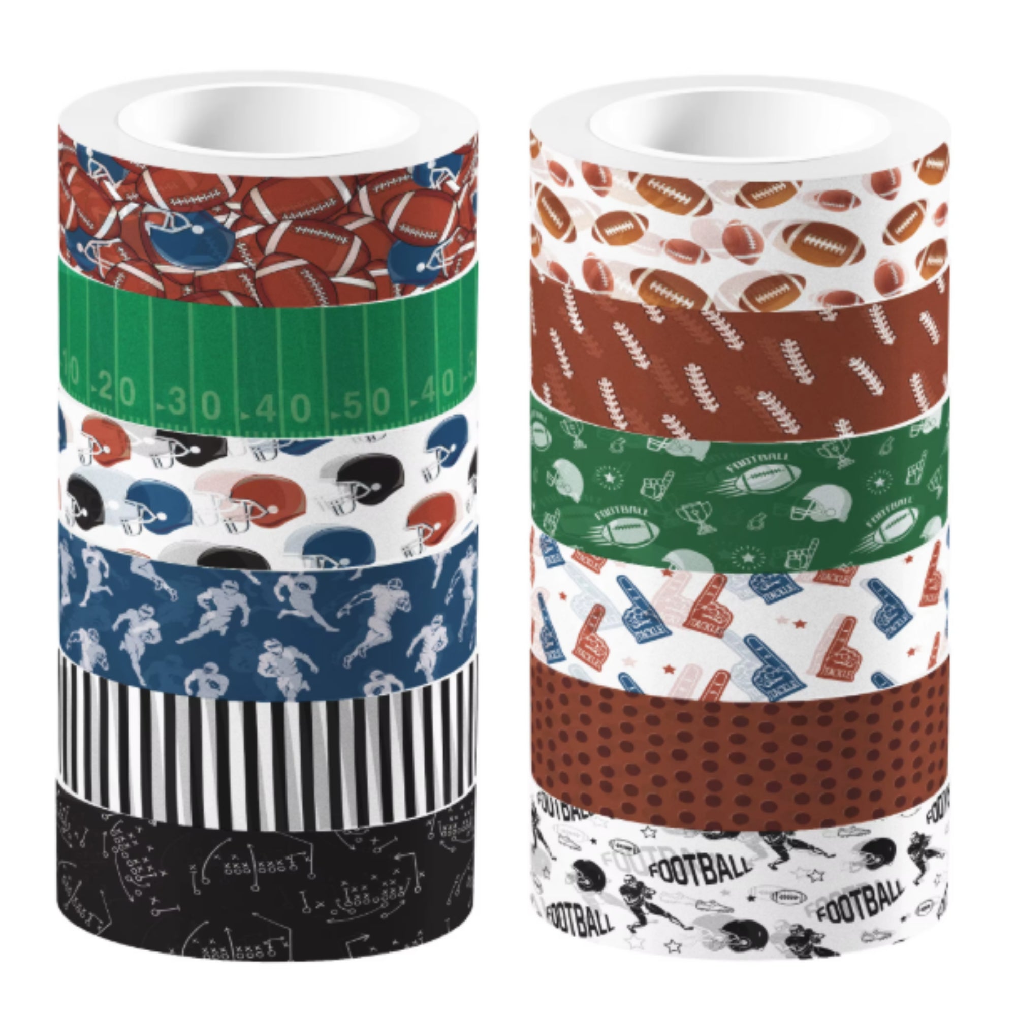 Whimsical Washi Tape Collection Football Decorative Scrapbook Washi Tape by SSC Designs - 10 Rolls