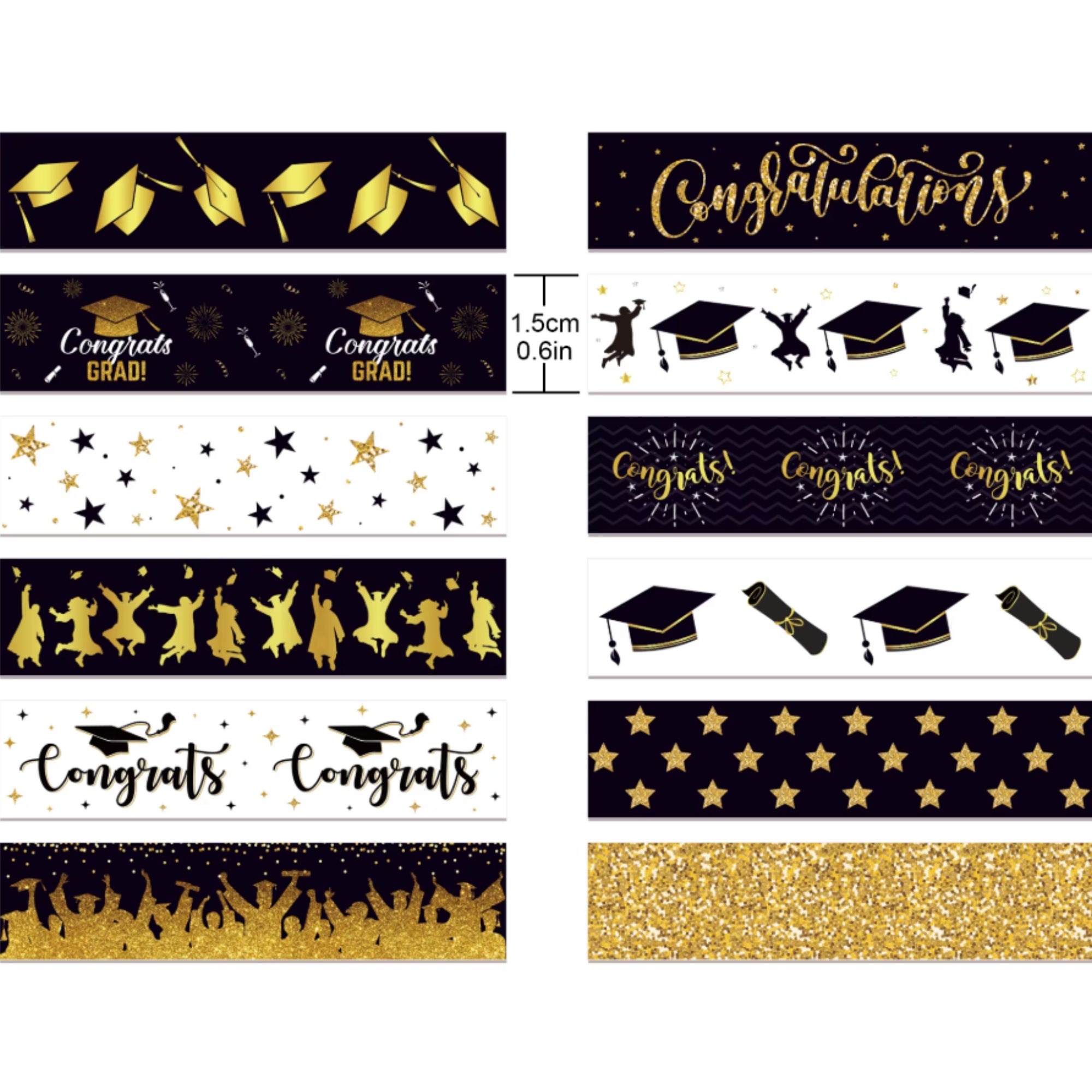 Whimsical Washi Tape Collection Graduation Decorative Scrapbook Washi Tape by SSC Designs - 10 Rolls