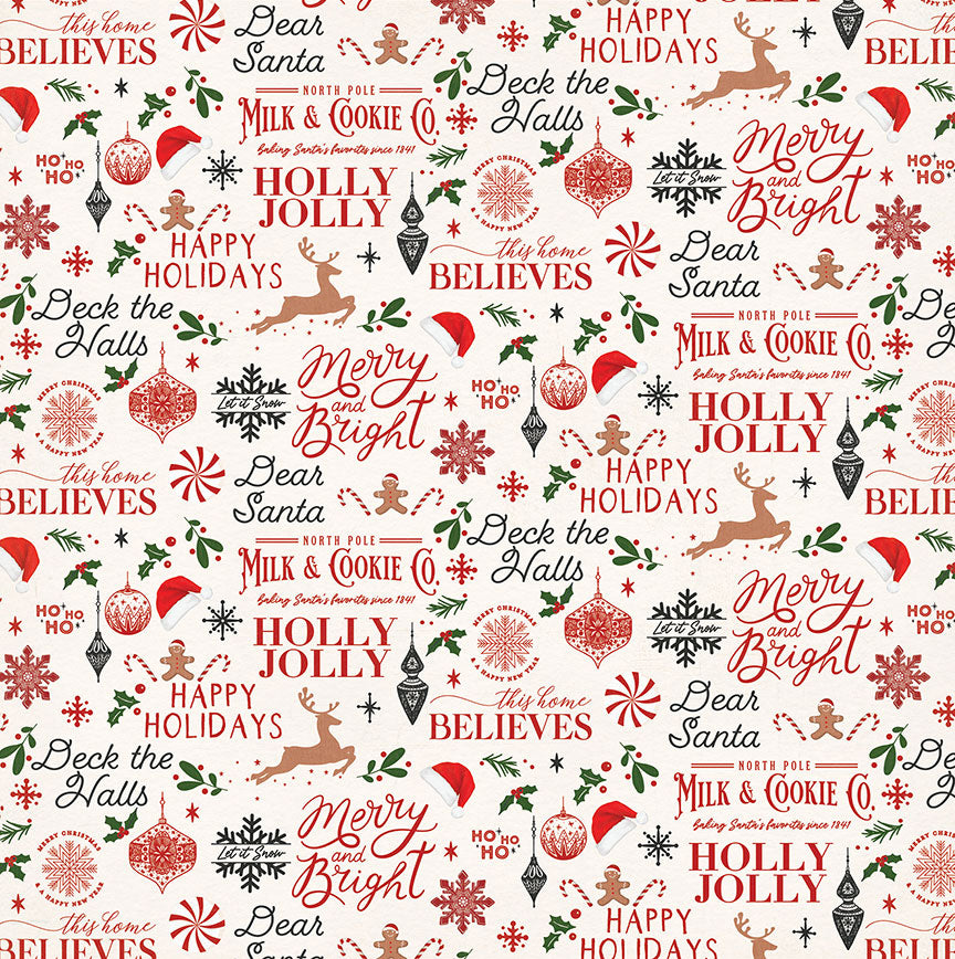 Holly & Ivy Collection Milk & Cookies 12 x 12 Double-Sided Scrapbook Paper by Photo Play Paper