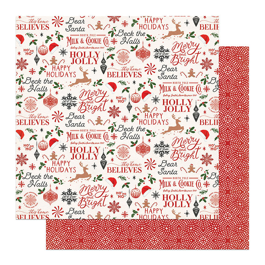 Holly & Ivy Collection Milk & Cookies 12 x 12 Double-Sided Scrapbook Paper by Photo Play Paper