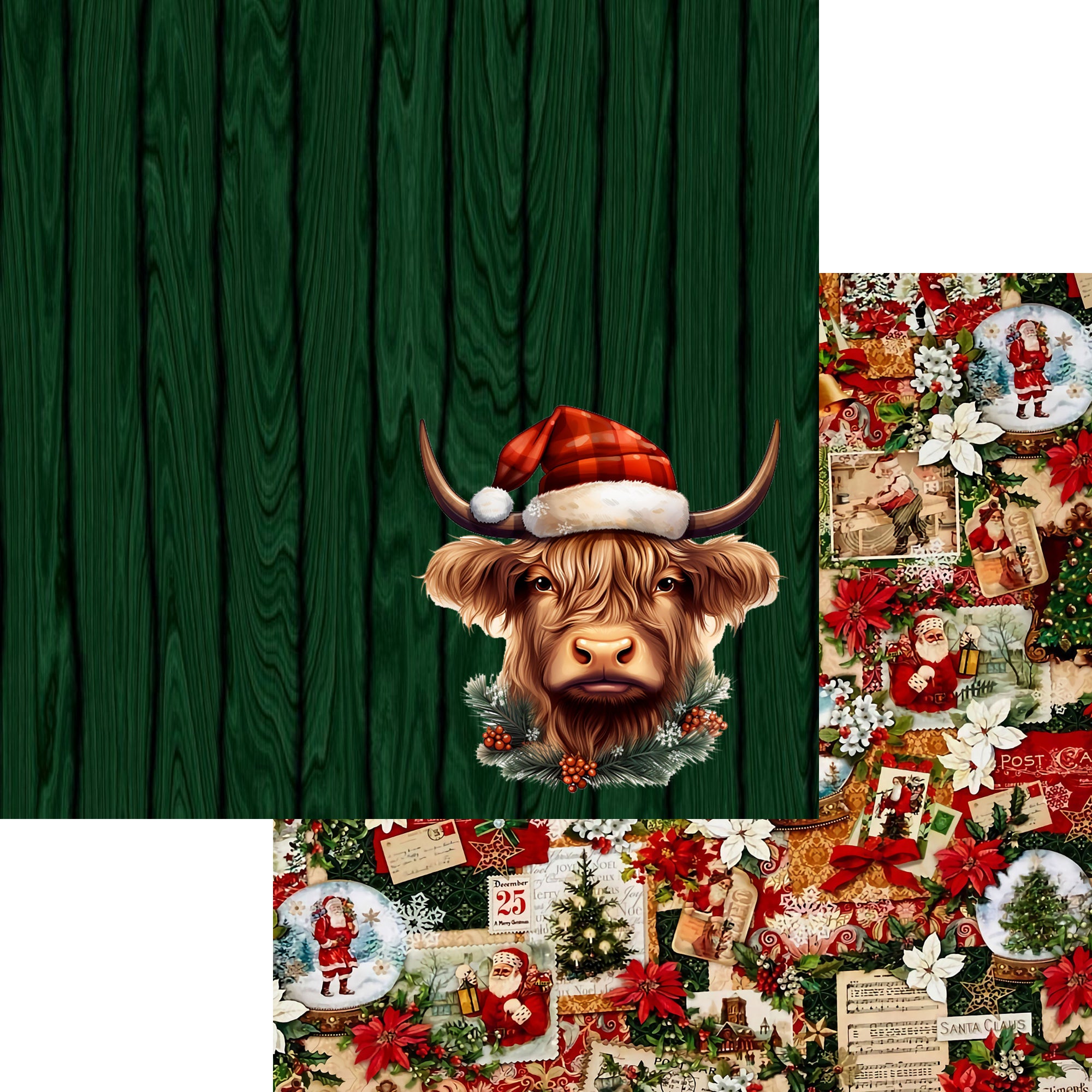 Highland Cow Christmas 12 x 12 Scrapbook Paper & Embellishment Kit by SSC Designs