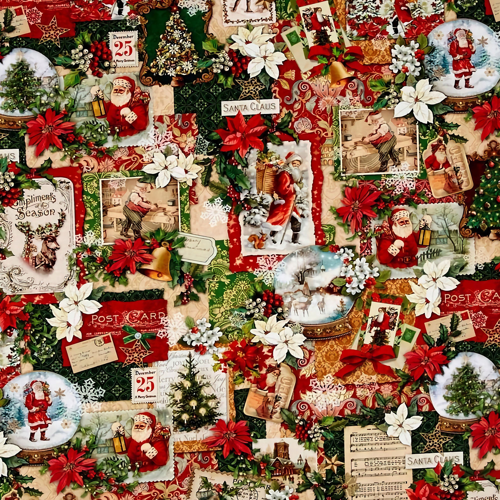 Highland Cow Christmas Collection Santa Collage 12 x 12 Double-Sided Scrapbook Paper by SSC Designs