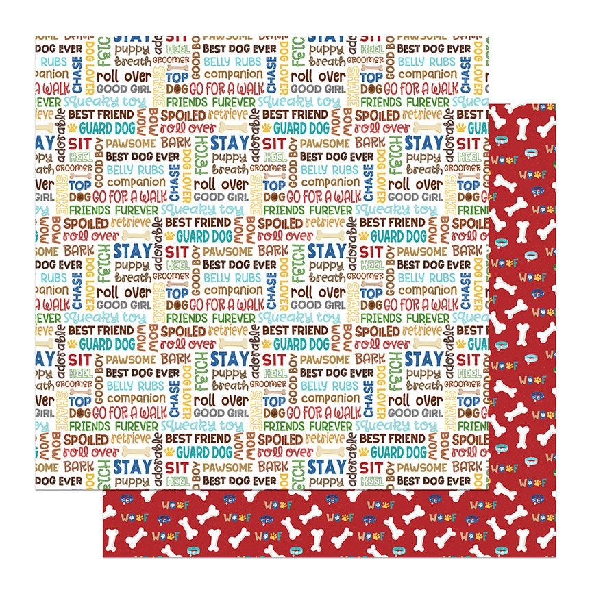 Hot Diggity Dog Collection Best Dog Ever 12 x 12 Double-Sided Scrapbook Paper by Photo Play Paper