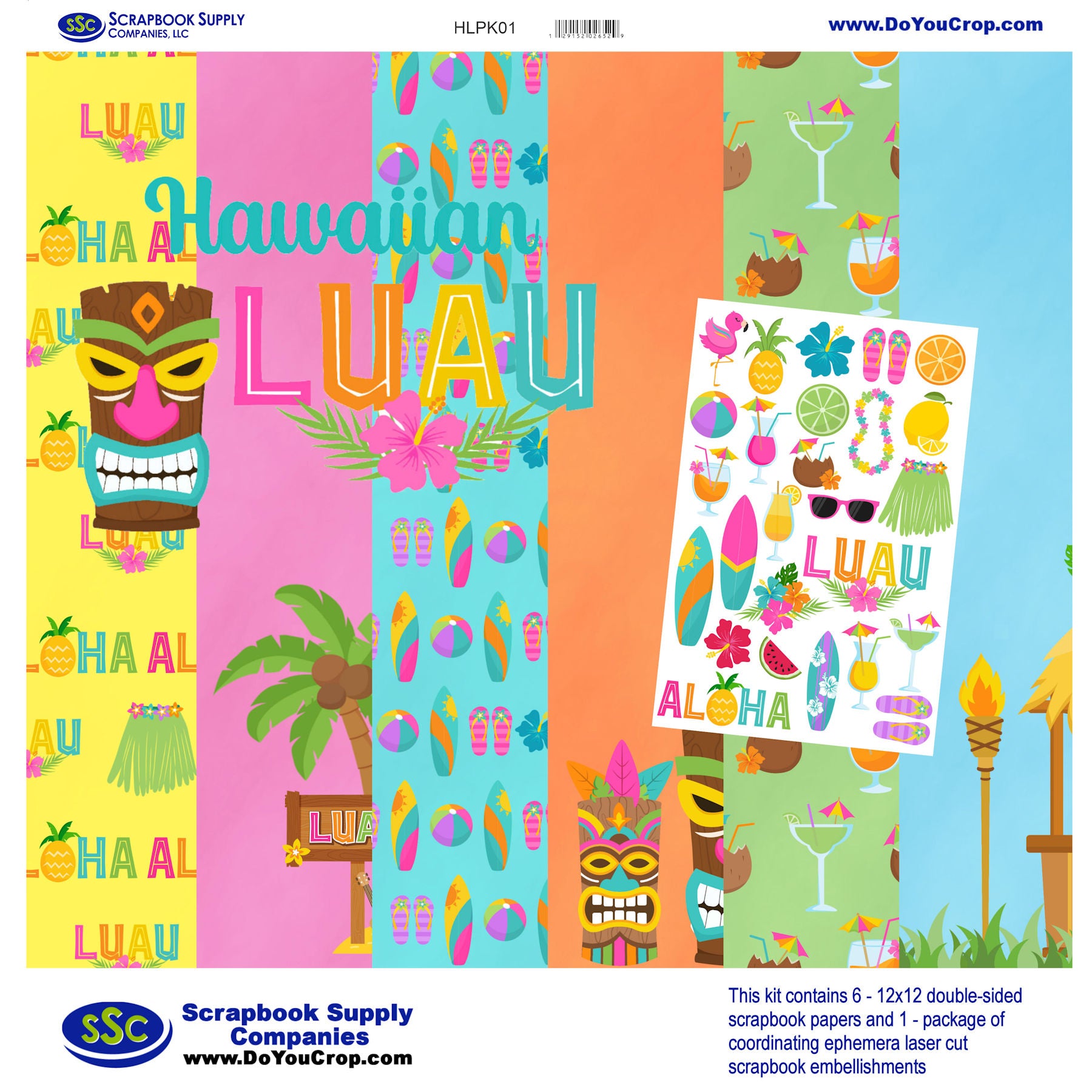 Hawaiian Luau 12 x 12 Scrapbook Paper & Embellishment Kit by SSC Designs