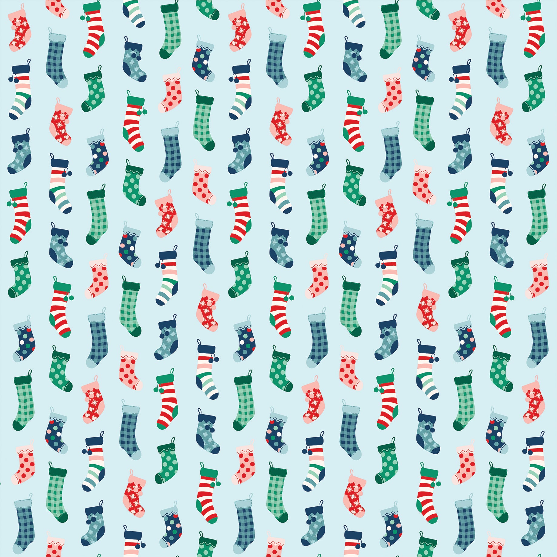 Happy Holidays Collection Christmas Stockings 12 x 12 Double-Sided Scrapbook Paper by Carta Bella