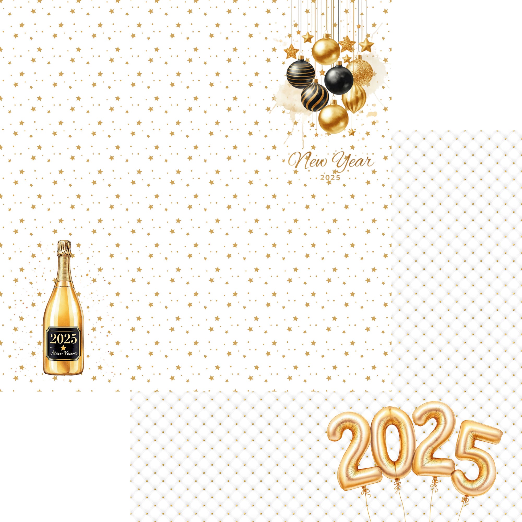 Happy New Year 2025 Collection Ring In The New Year 12 x 12 Double-Sided Scrapbook Paper by SSC Designs