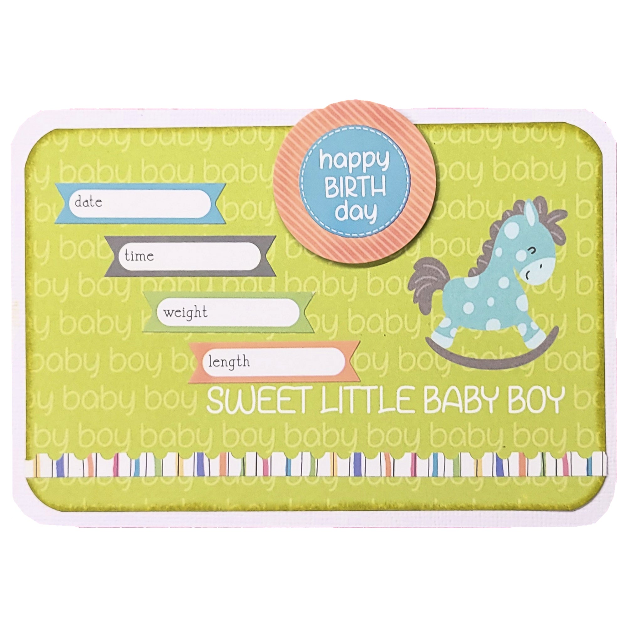 Hush Little Baby Collection 4 X 6 Happy Birthday Stats Scrapbook Embellishment by SSC Designs