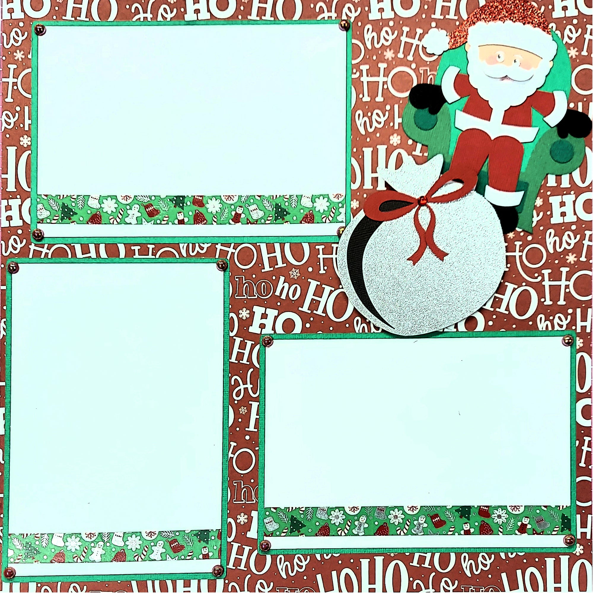 Ho Ho Ho Santa (2) - 12 x 12 Pages, Fully-Assembled & Hand-Crafted 3D Scrapbook Premade by SSC Designs