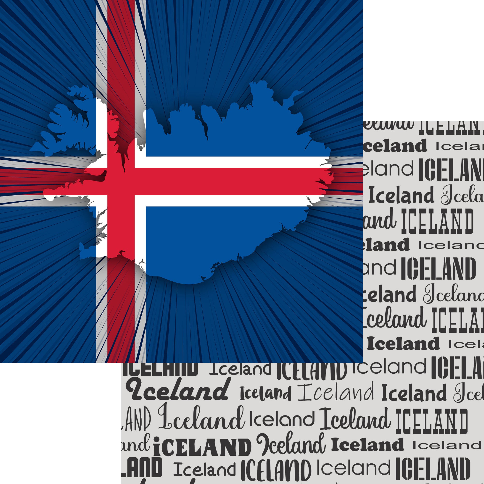 Iceland Collection Iceland Flag 12 x 12 Double-Sided Scrapbook Paper by SSC Designs