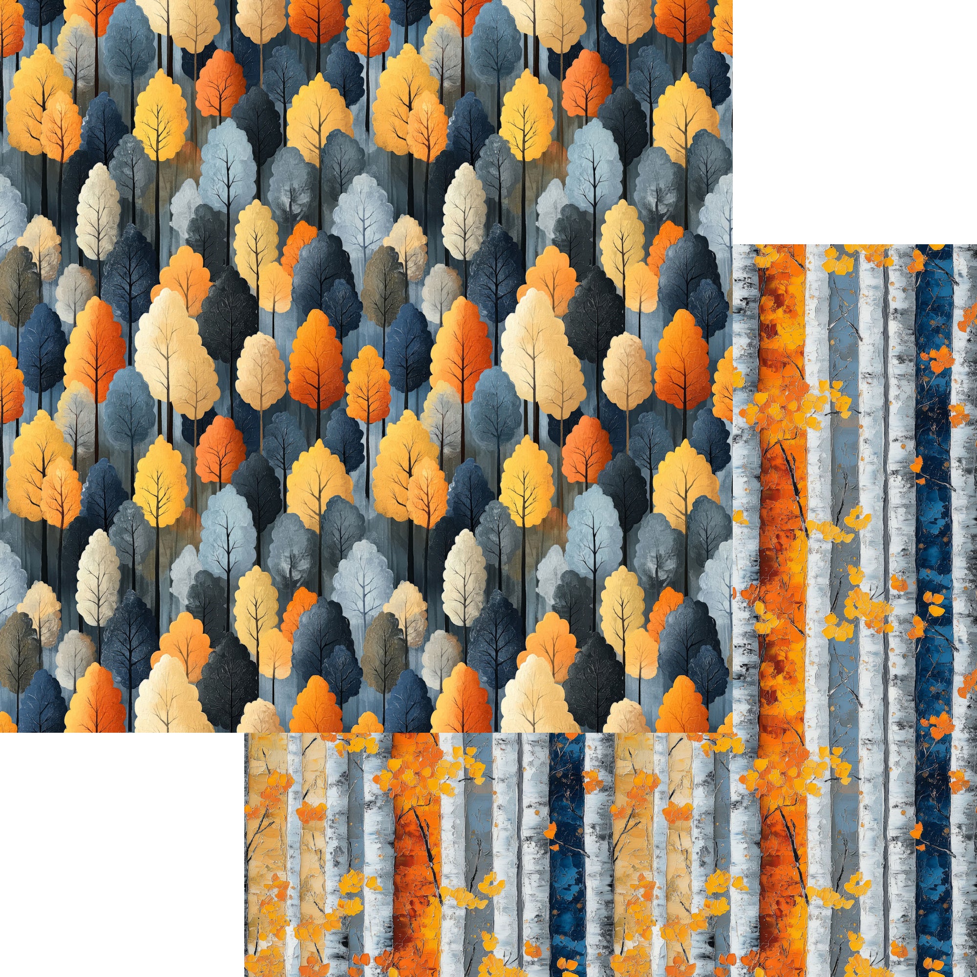 Indigo Fall Collection Beautiful Birch 12 x 12 Double-Sided Scrapbook Paper by SSC Designs