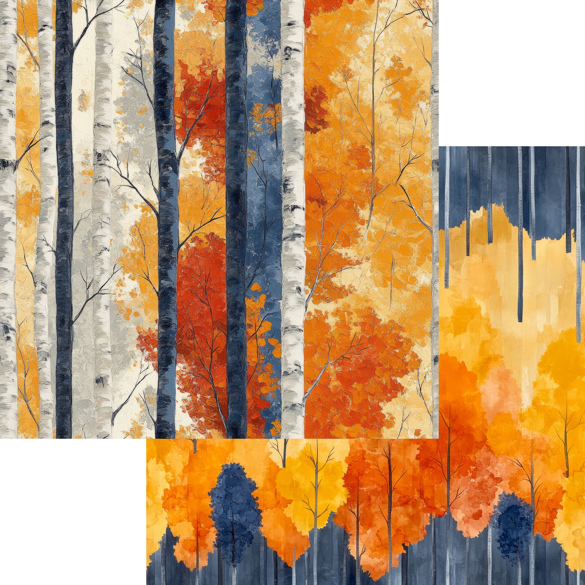 Indigo Fall Collection Falling Leaves 12 x 12 Double-Sided Scrapbook Paper by SSC Designs