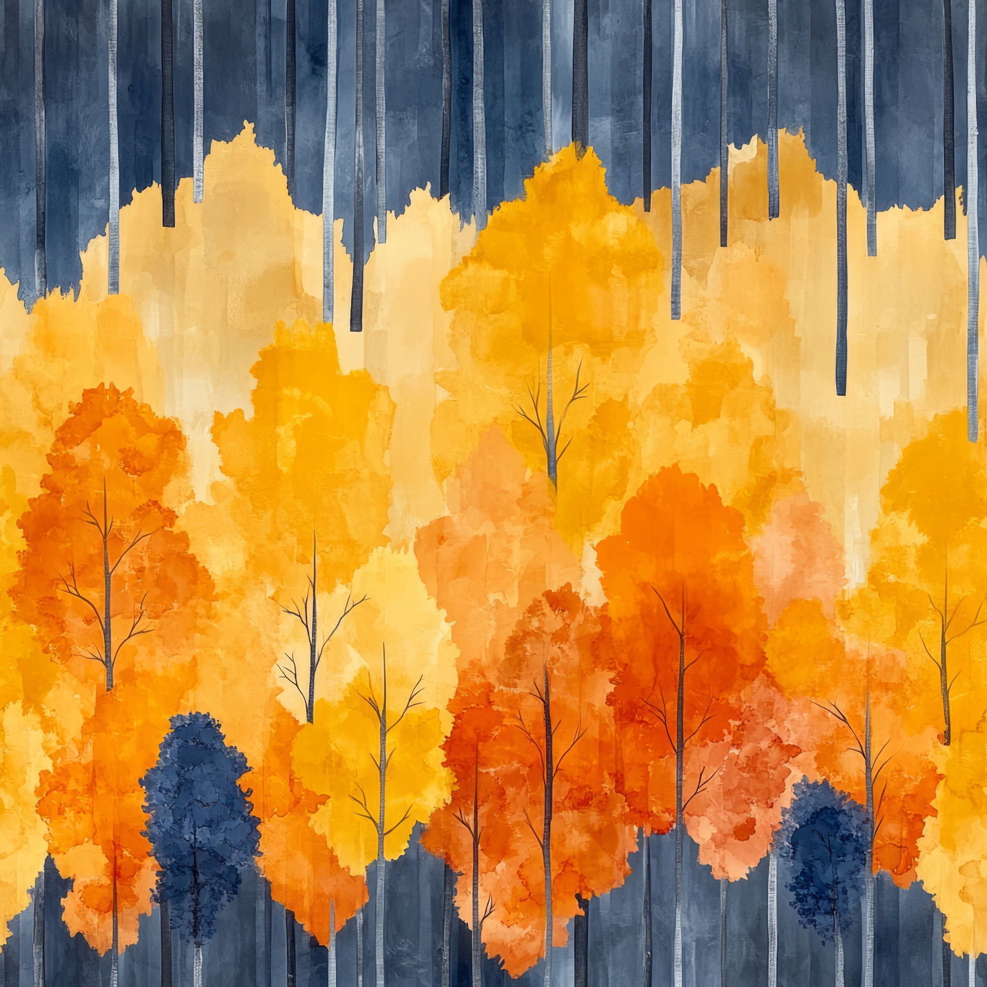 Indigo Fall Collection Falling Leaves 12 x 12 Double-Sided Scrapbook Paper by SSC Designs