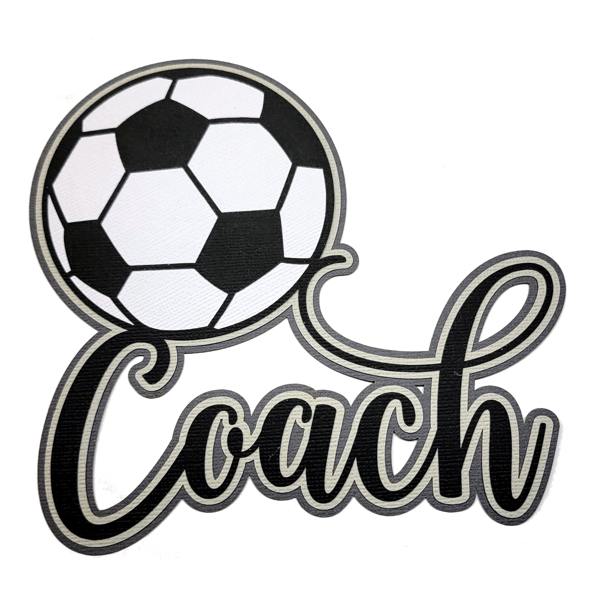 Soccer Coach Title 7 x 6.25  Fully-Assembled Laser Cut Scrapbook Embellishment by SSC Laser Designs