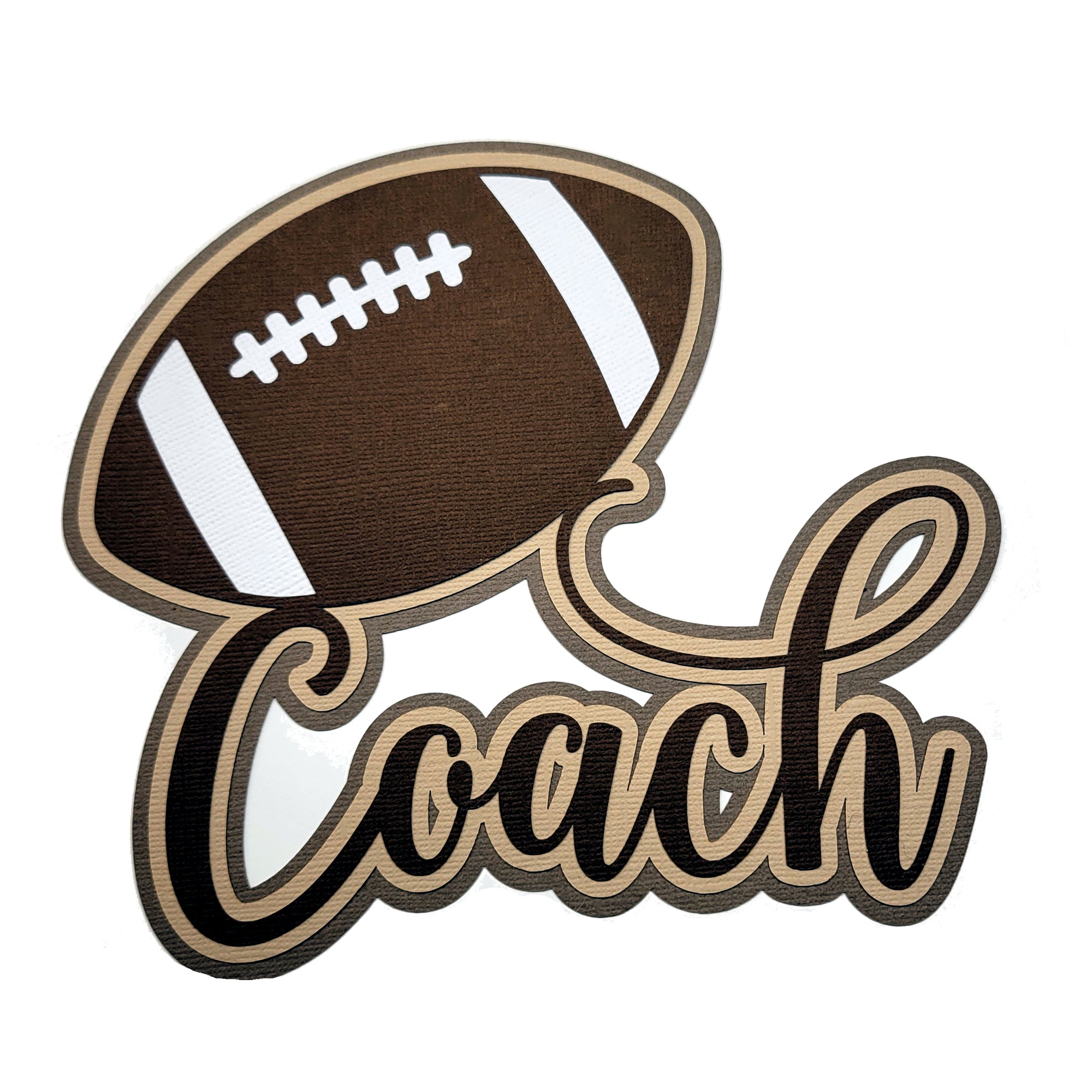 Football Coach Title 7 x 6.25  Fully-Assembled Laser Cut Scrapbook Embellishment by SSC Laser Designs