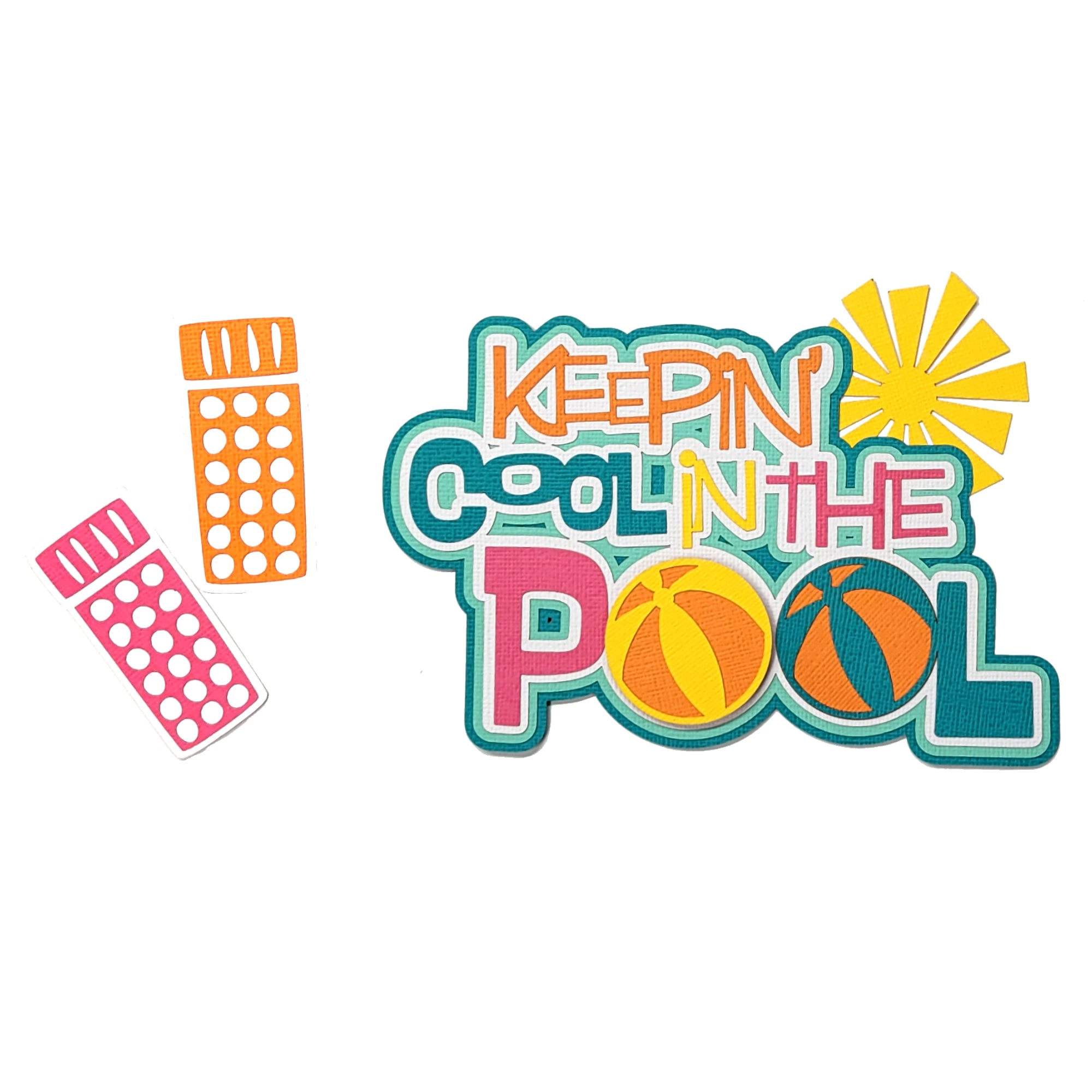 Keepin' Cool In The Pool 7 x 5 Title & Accessories Fully-Assembled Laser Cut Scrapbook Embellishment by SSC Laser Designs