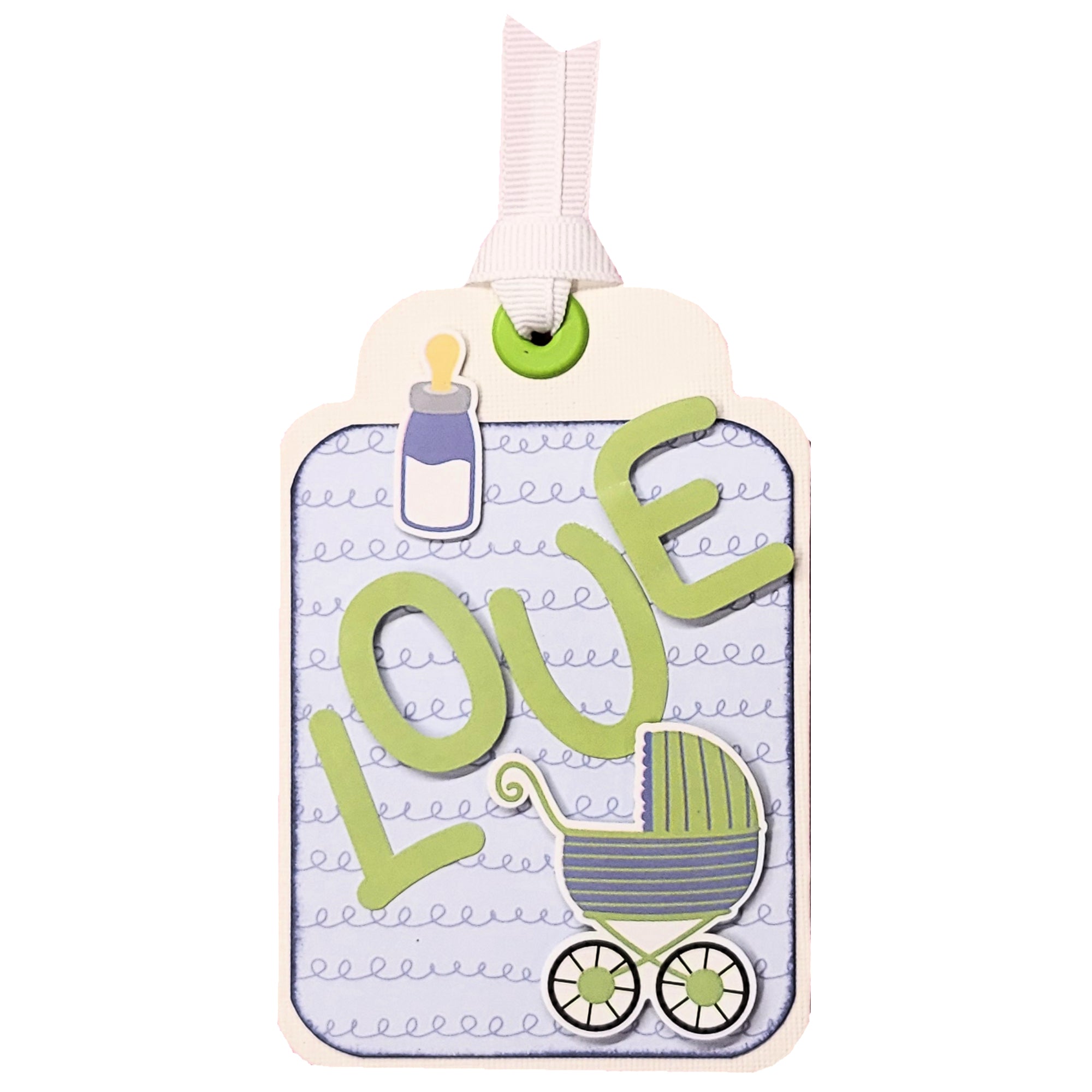 Hush Little Baby Collection Love & Pram 3 x 5 Tag Scrapbook Embellishment by SSC Designs