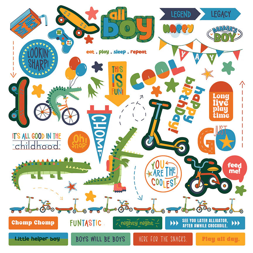 Later Gator Collection 12 x 12 Scrapbook Sticker Sheet by Photo Play Paper