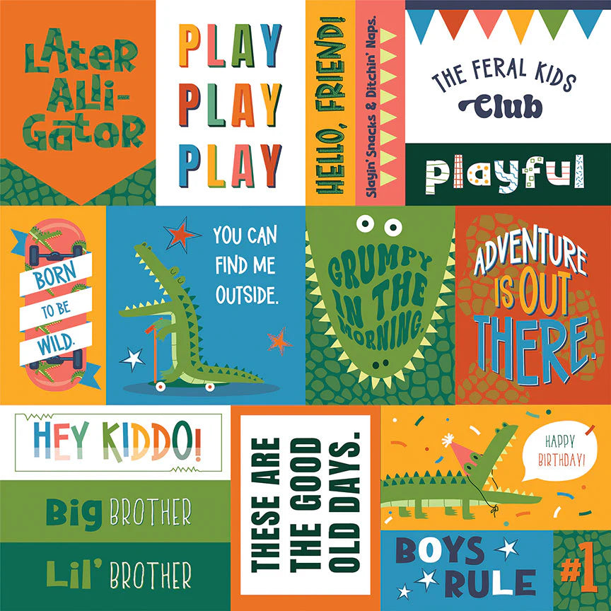 Later Gator Collection Adventure Cards 12 x 12 Double-Sided Scrapbook Paper by Photo Play Paper