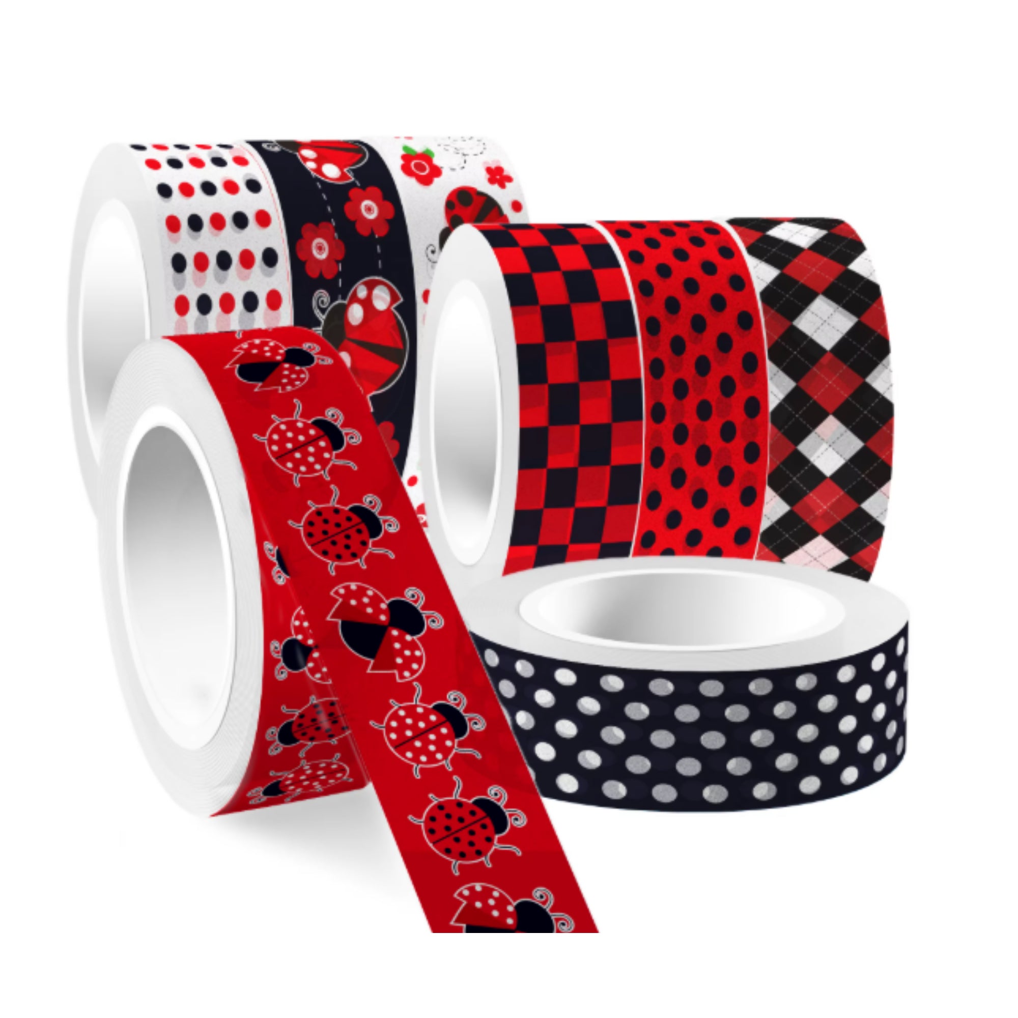 Whimsical Washi Tape Collection Lovely Ladybugs Decorative Scrapbook Washi Tape by SSC Designs - 10 Rolls