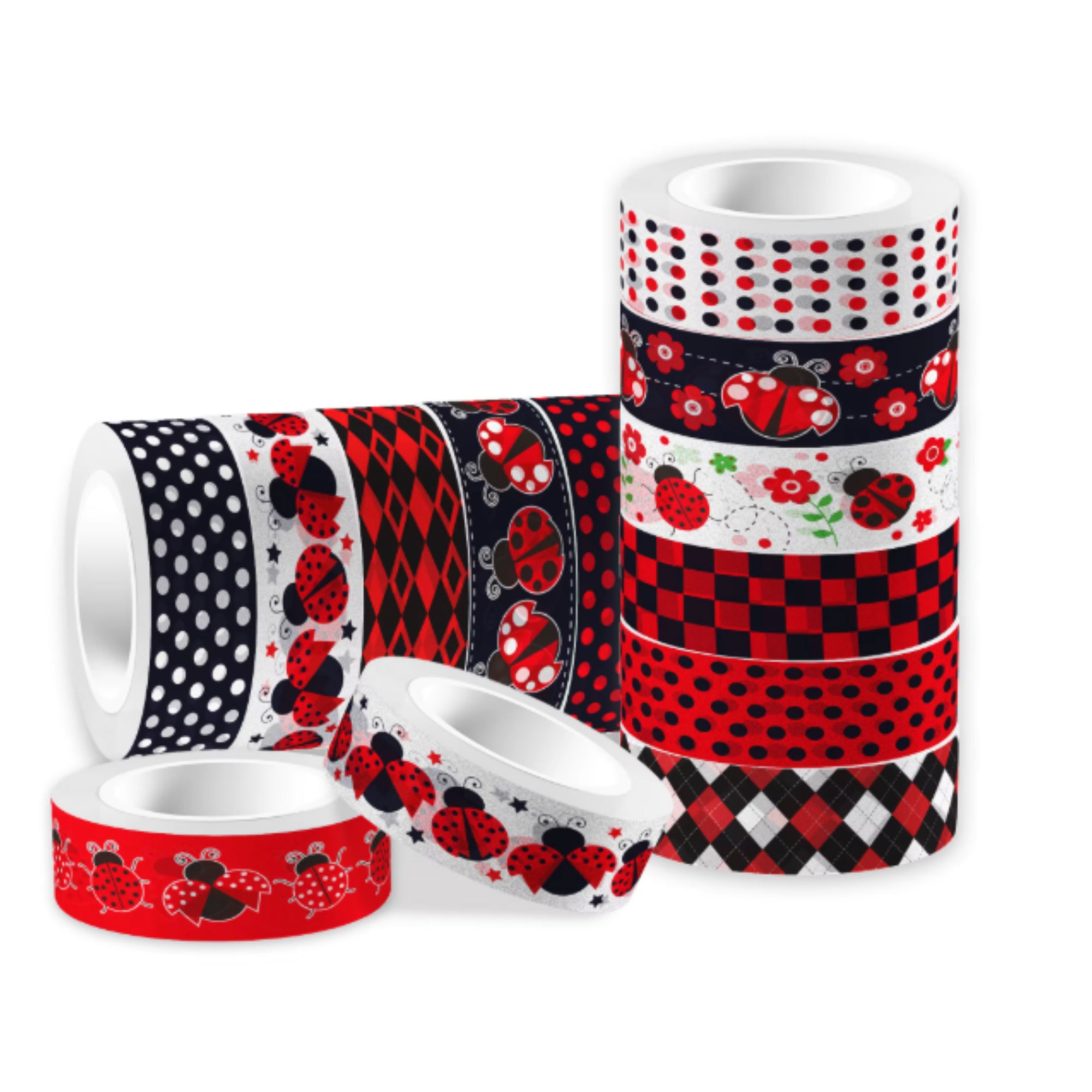 Whimsical Washi Tape Collection Lovely Ladybugs Decorative Scrapbook Washi Tape by SSC Designs - 10 Rolls