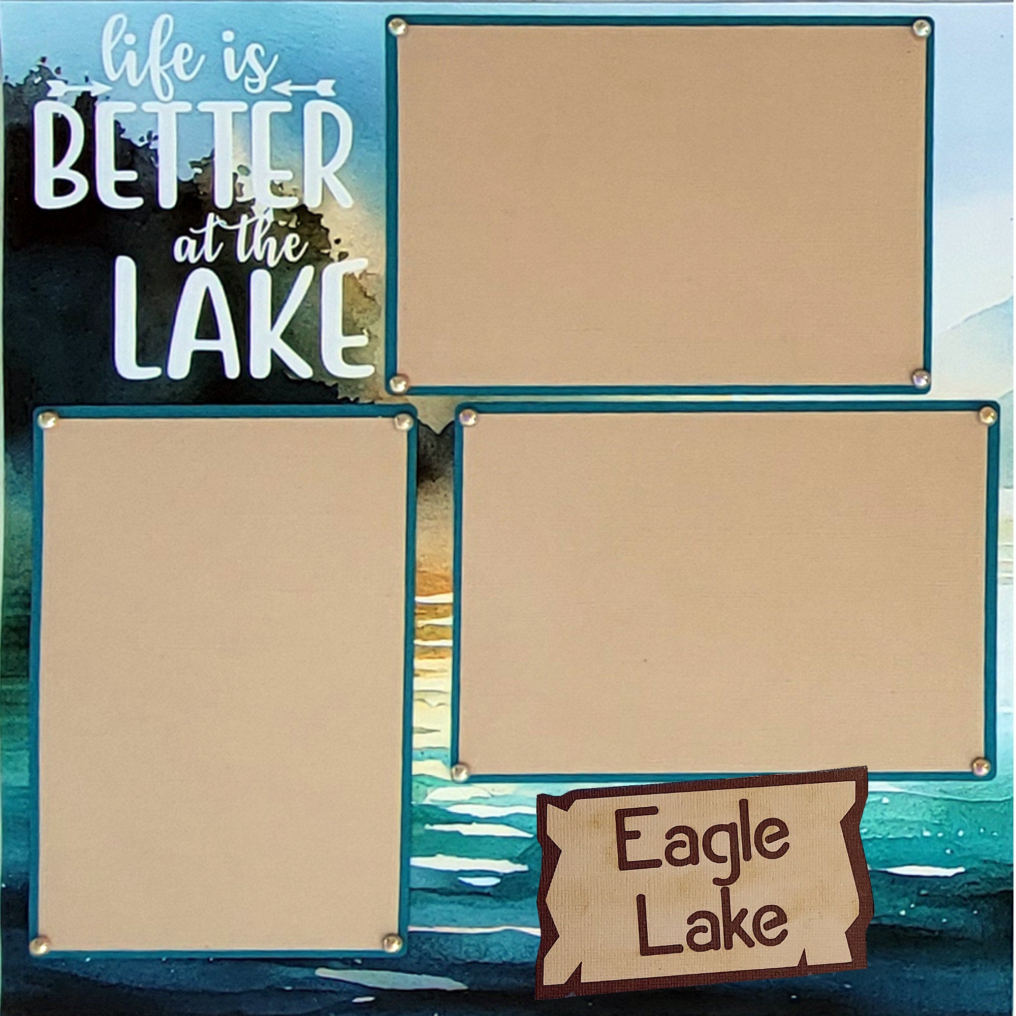 Life's Better On The Lake Kayak (2) - 12 x 12 Pages, Fully-Assembled & Hand-Crafted 3D Scrapbook Premade by SSC Designs