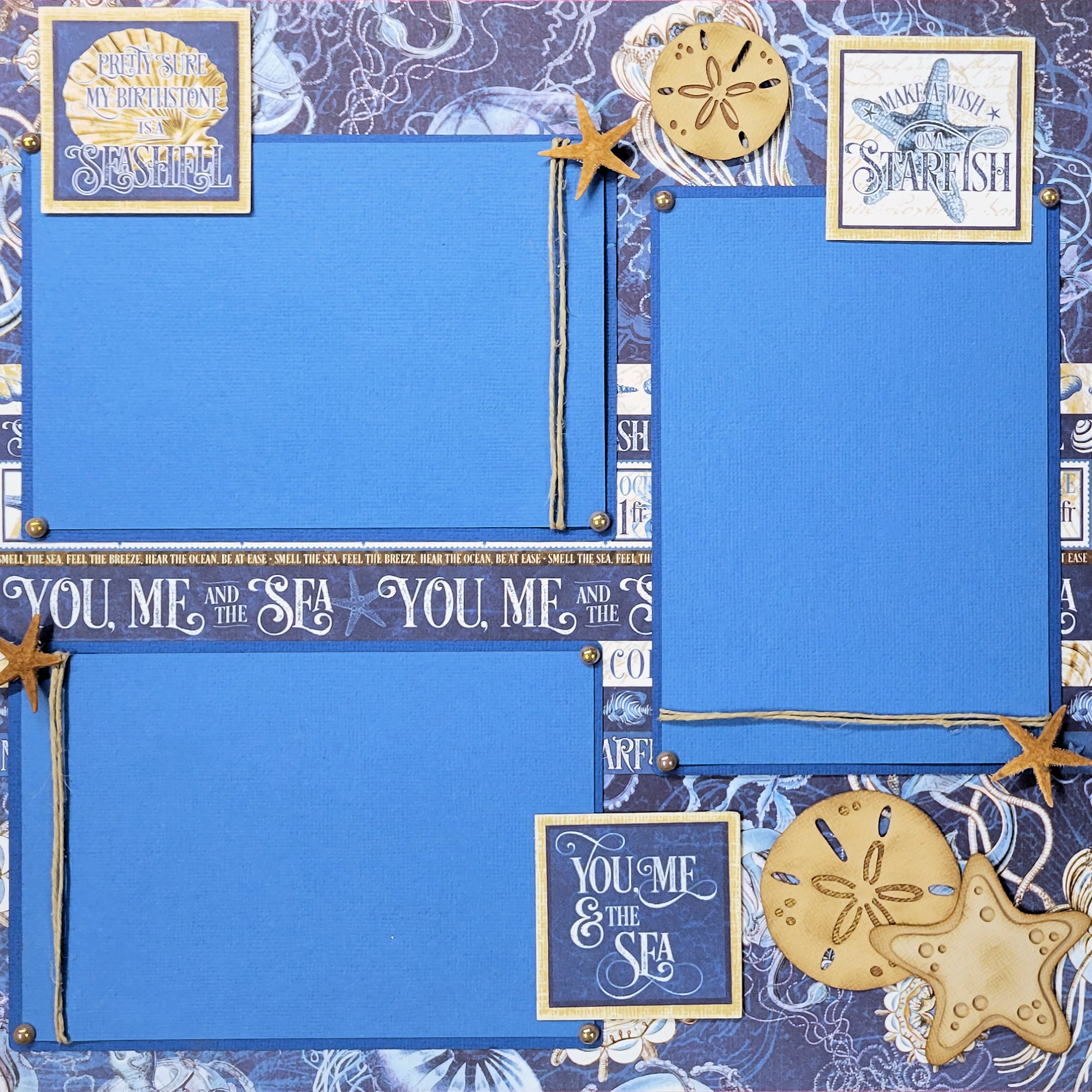 You, Me & The Sea (2) - 12 x 12 Pages, Fully-Assembled & Hand-Crafted 3D Scrapbook Premade by SSC Designs