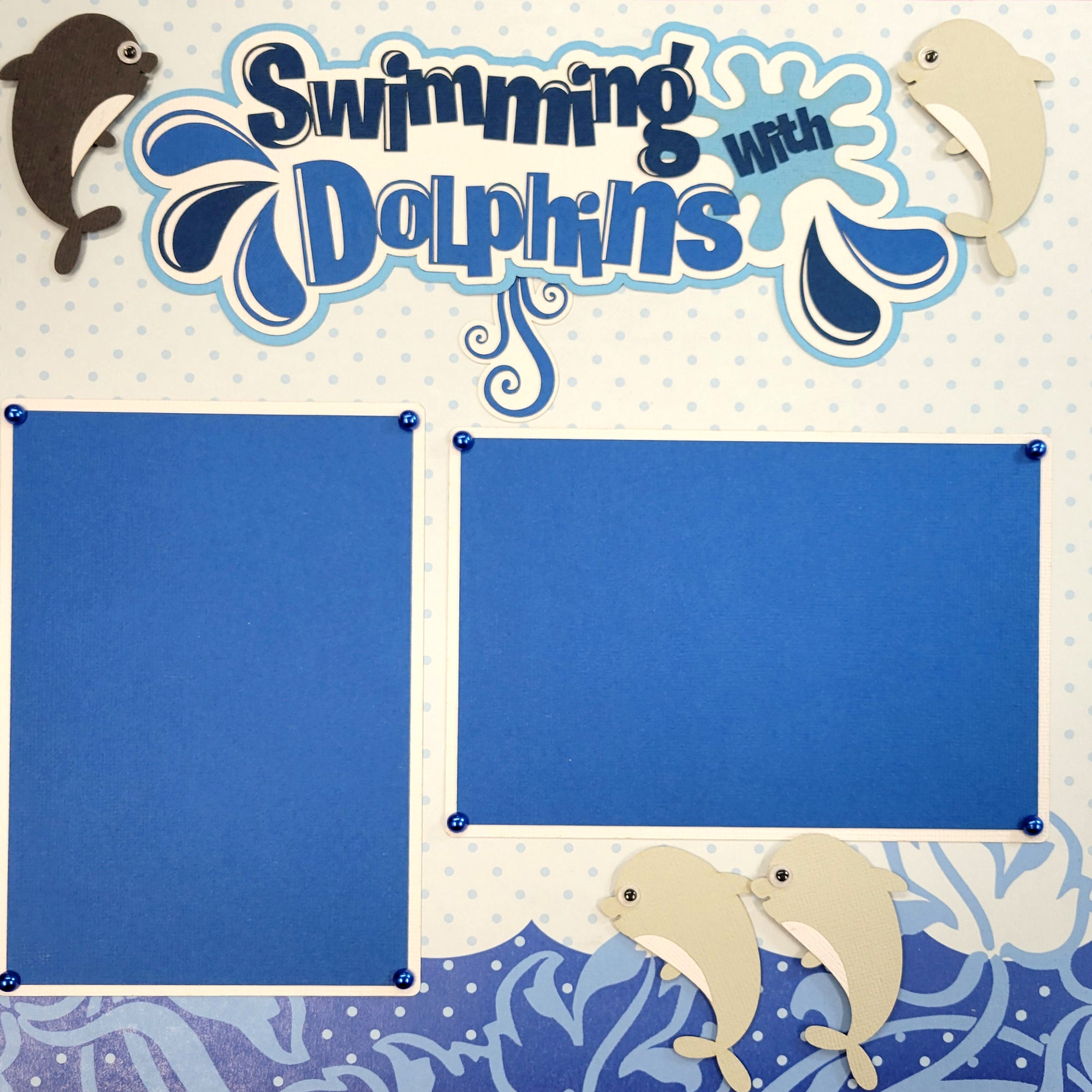 Swimming With Dolphins (2) - 12 x 12 Pages, Fully-Assembled & Hand-Crafted 3D Scrapbook Premade by SSC Designs