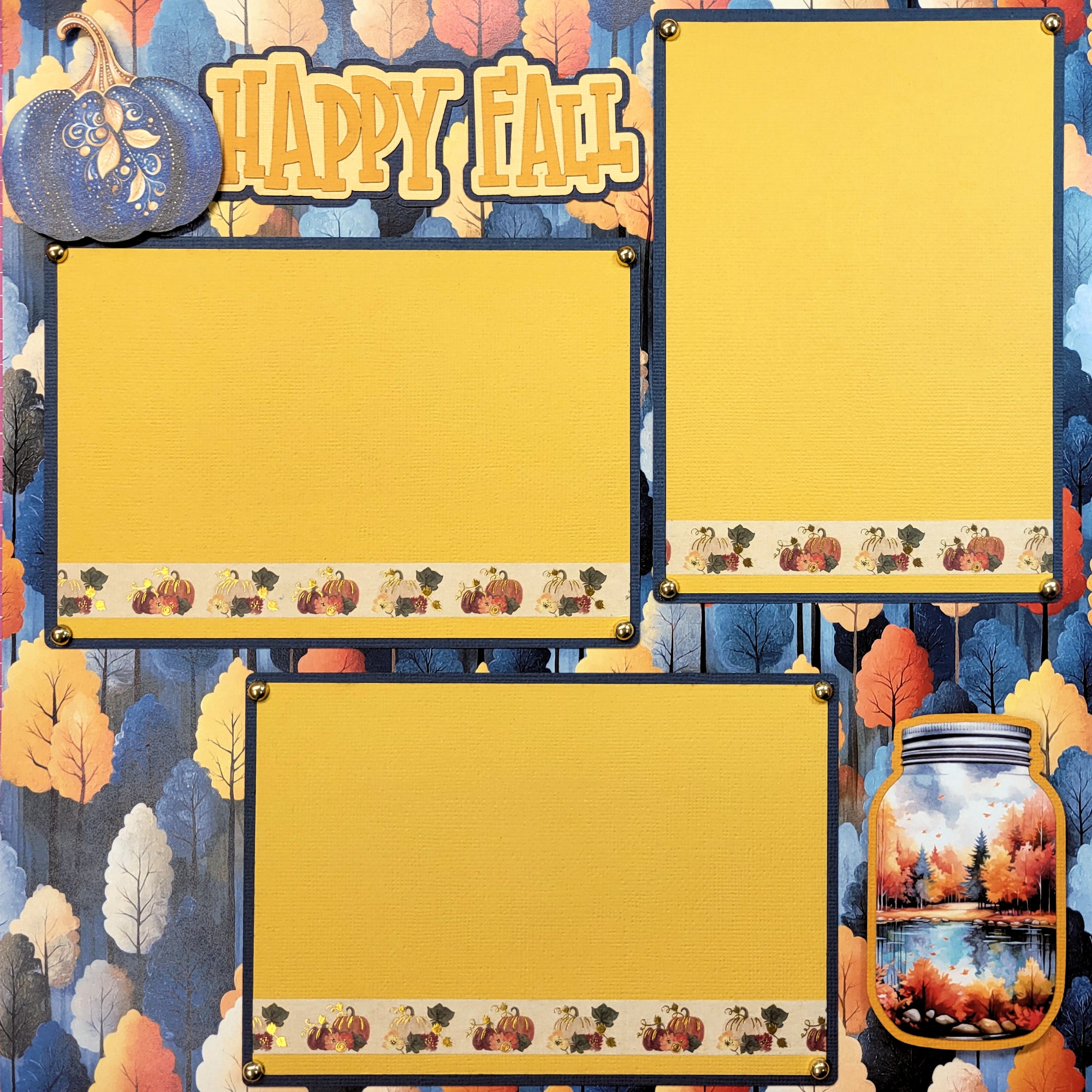 Happy Fall (2) - 12 x 12 Pages, Fully-Assembled & Hand-Crafted 3D Scrapbook Premade by SSC Designs