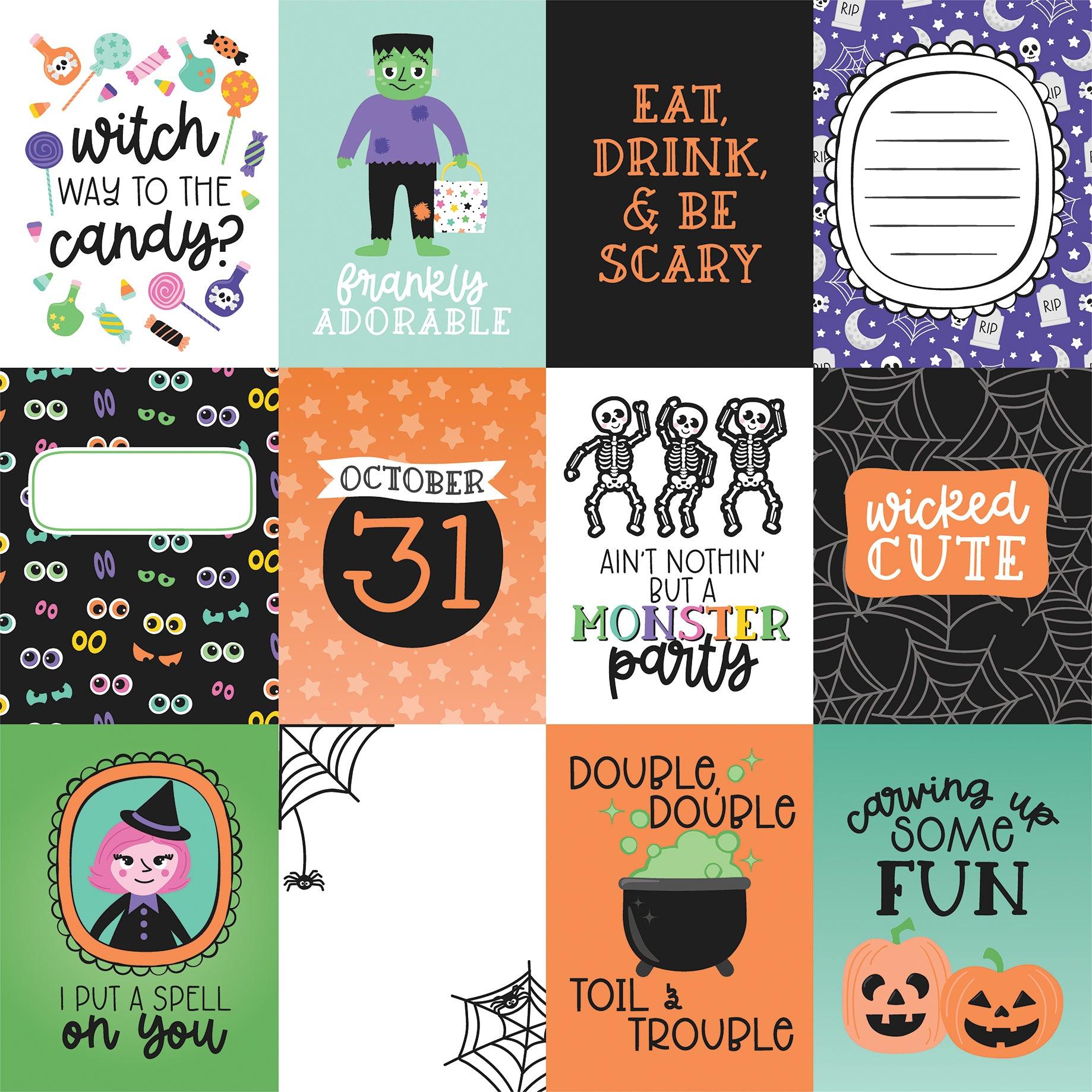 Monster Mash Collection 3x4 Journaling Cards 12 x 12 Double-Sided Scrapbook Paper by Echo Park Paper - Scrapbook Supply Companies