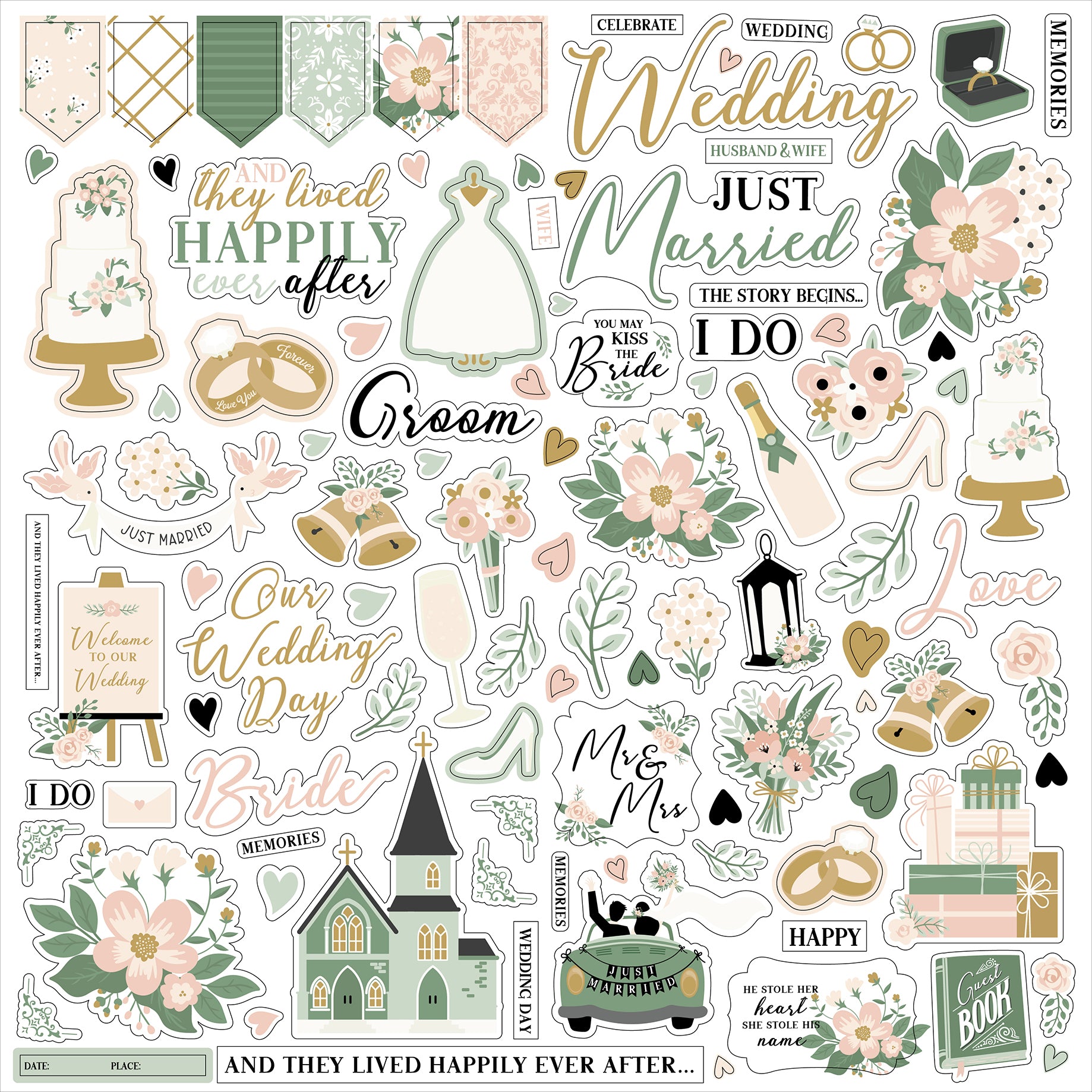 Marry Me Scrapbook Collection Kit by Echo Park Paper - 13 Pieces