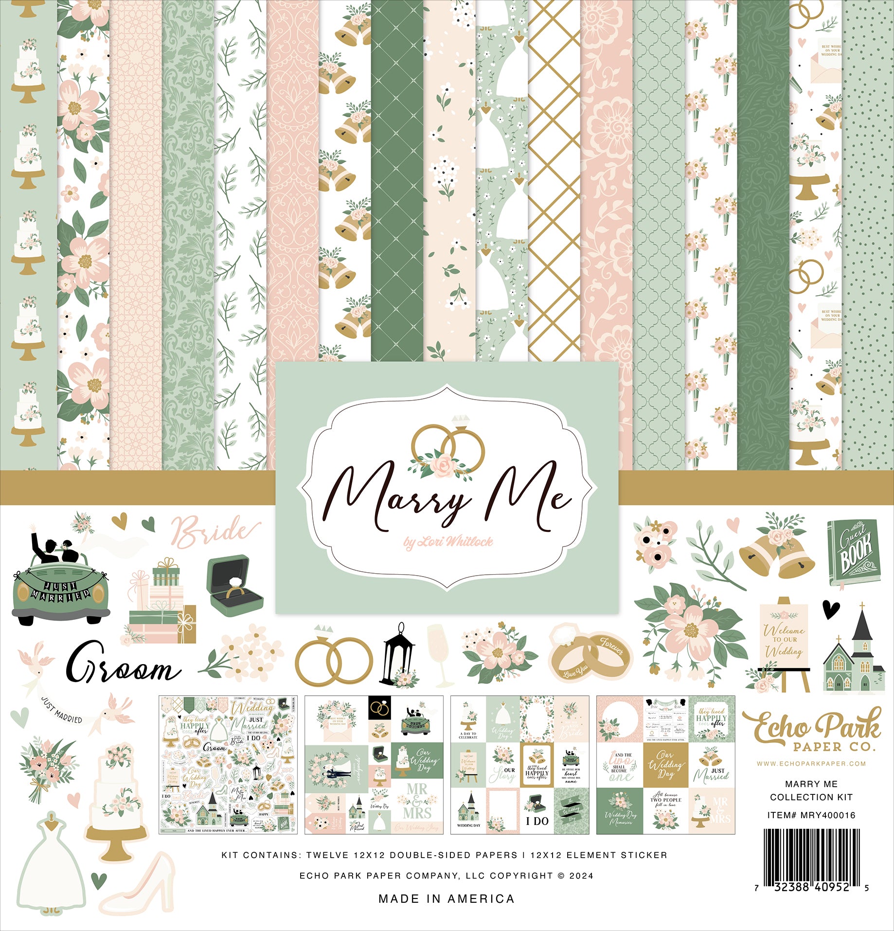 Marry Me Scrapbook Collection Kit by Echo Park Paper - 13 Pieces