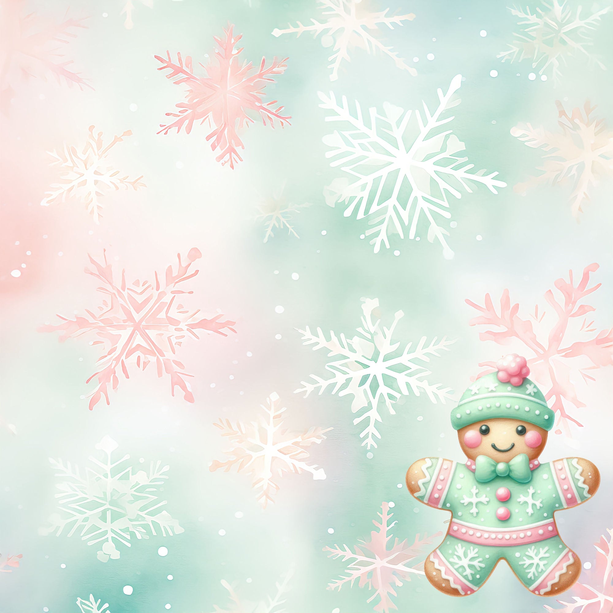 Mint Christmas Collection Gingerbread Love 12 x 12 Double-Sided Scrapbook Paper by SSC Designs