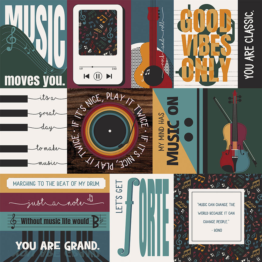 Music Notes Collection You're Classic 12 x 12 Double-Sided Scrapbook Paper by Photo Play Paper