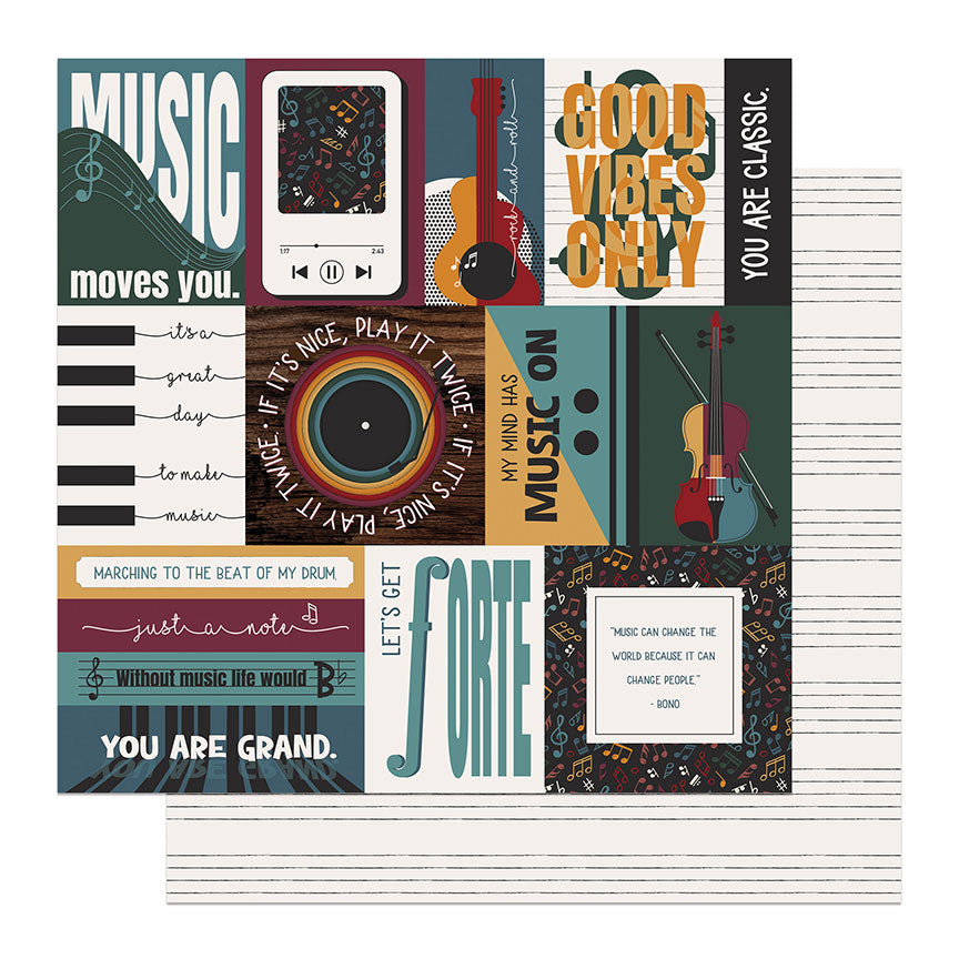 Music Notes Collection You're Classic 12 x 12 Double-Sided Scrapbook Paper by Photo Play Paper