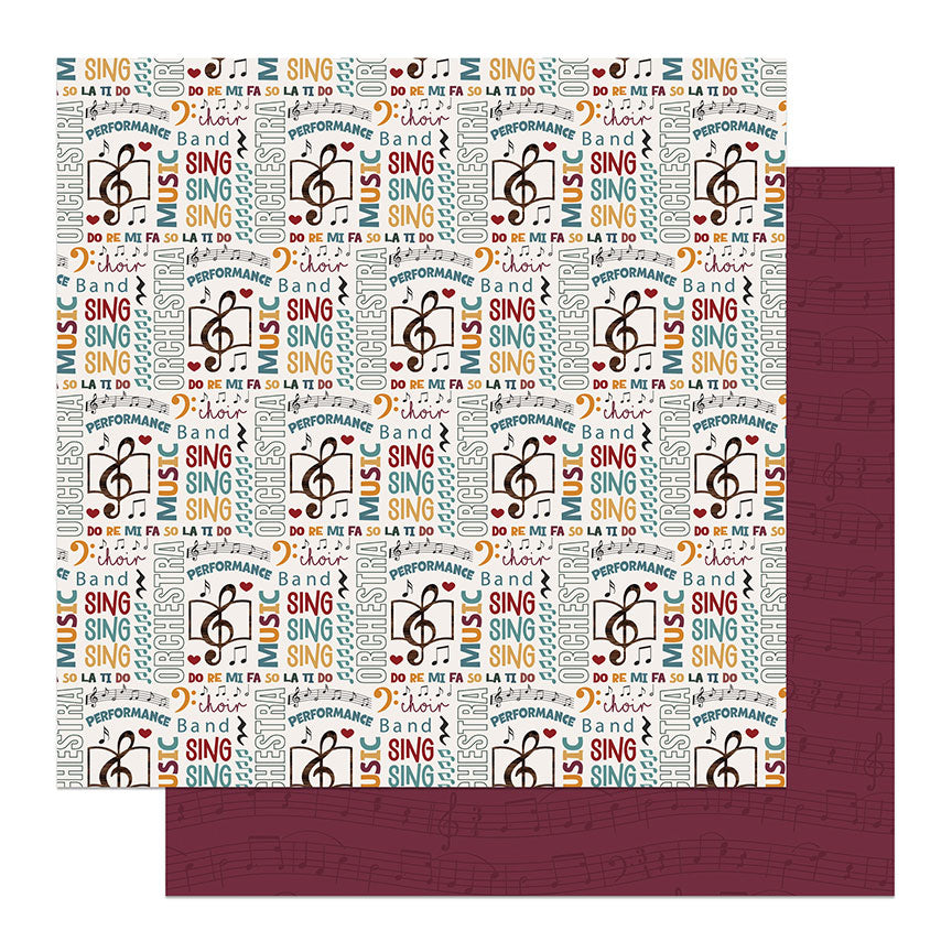 Music Notes Collection Staccato 12 x 12 Double-Sided Scrapbook Paper by Photo Play Paper