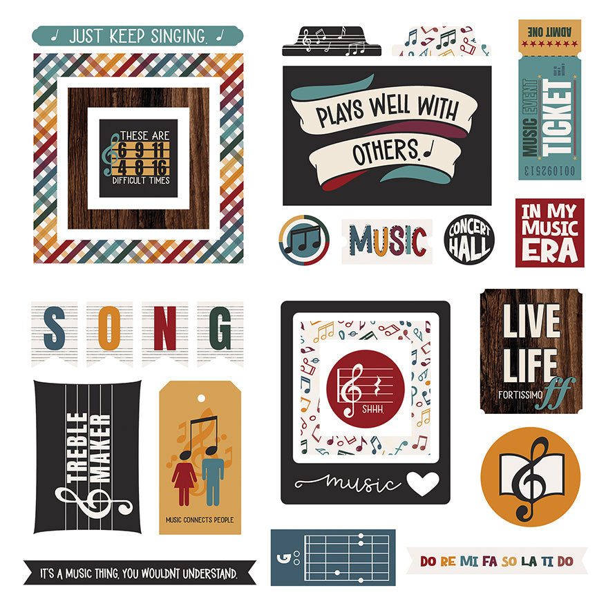 Music Notes Collection Scrapbook Ephemera Die Cut Embellishments by Photo Play Paper