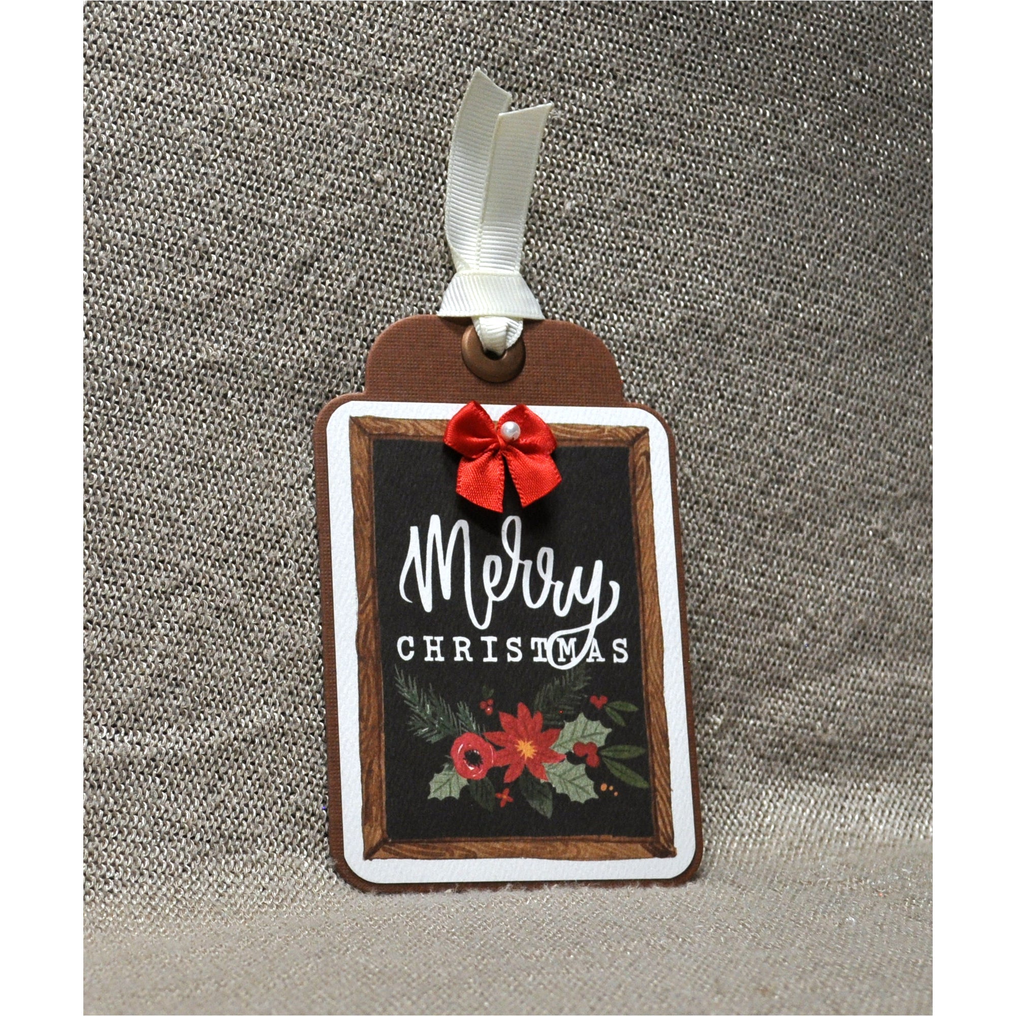 Happy Christmas Collection Merry Christmas Chalkboard 3.5 x 5 Scrapbook Tag Embellishment by SSC Designs