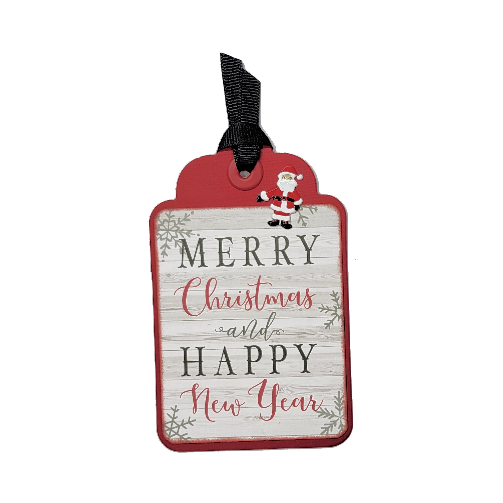 Christmas Collection Merry Christmas & Happy New Year Santa Claus 3x4 Scrapbook Tag Embellishment by SSC Designs