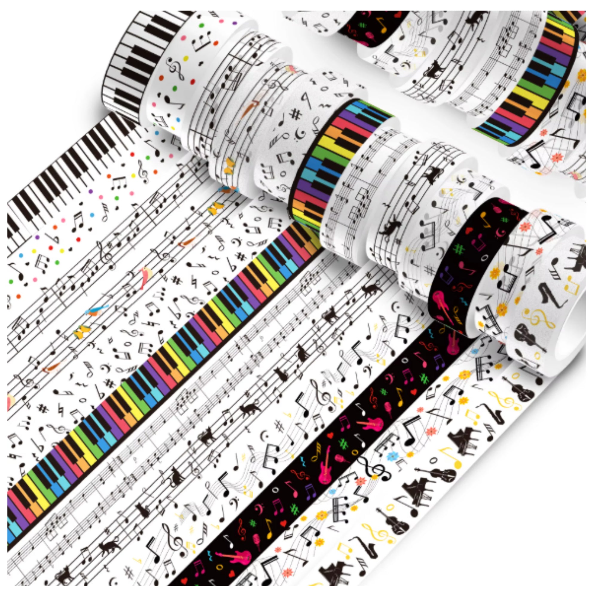 Whimsical Washi Tape Collection Music Notes Decorative Scrapbook Washi Tape by SSC Designs - 10 Rolls