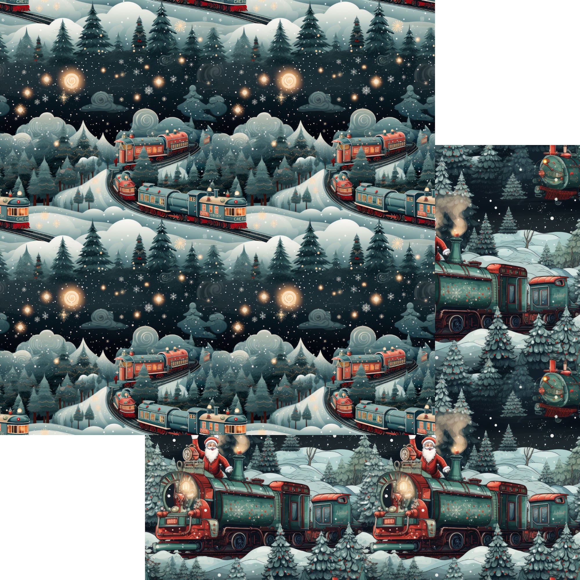 North Pole Express Collection North Pole Express 12 x 12 Double-Sided Scrapbook Paper by SSC Designs