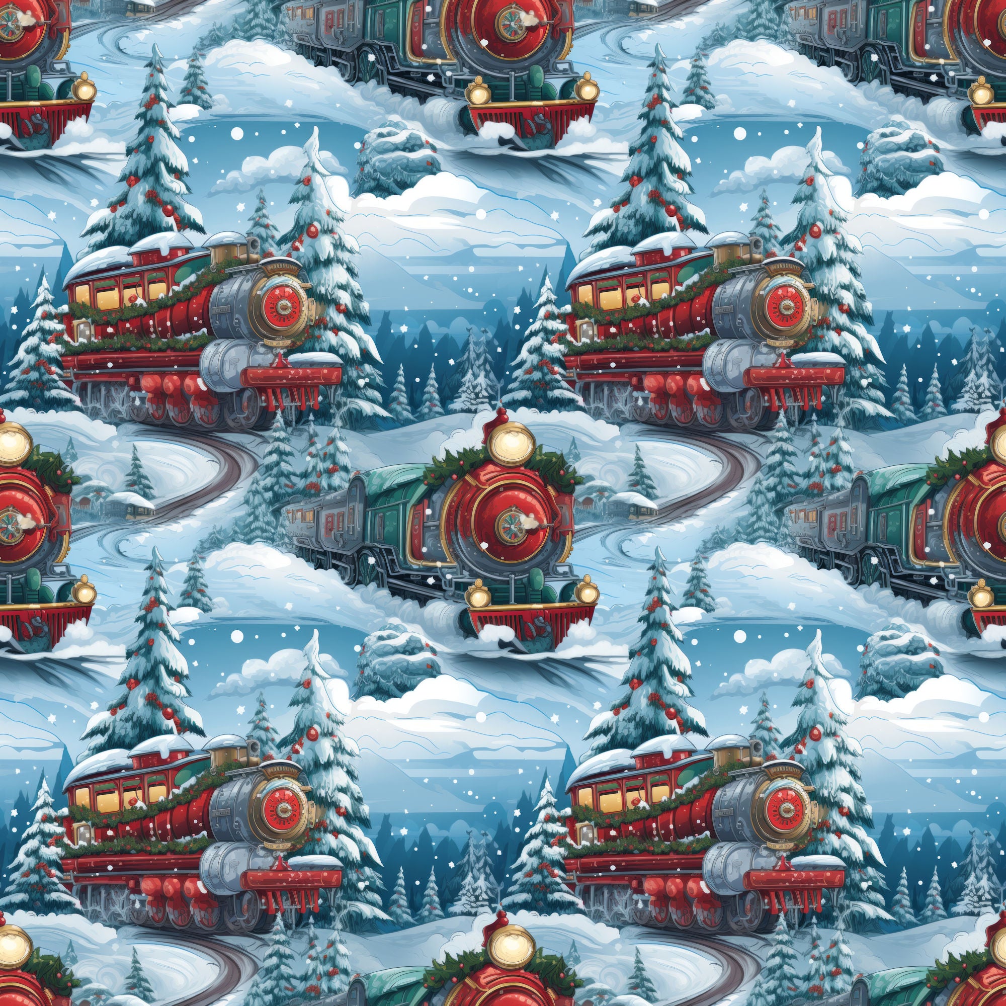 North Pole Express Collection Delivering Gifts 12 x 12 Double-Sided Scrapbook Paper by SSC Designs