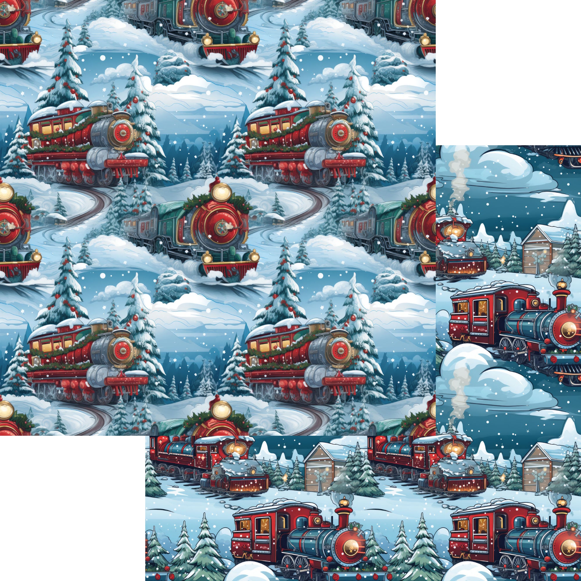 North Pole Express Collection Delivering Gifts 12 x 12 Double-Sided Scrapbook Paper by SSC Designs