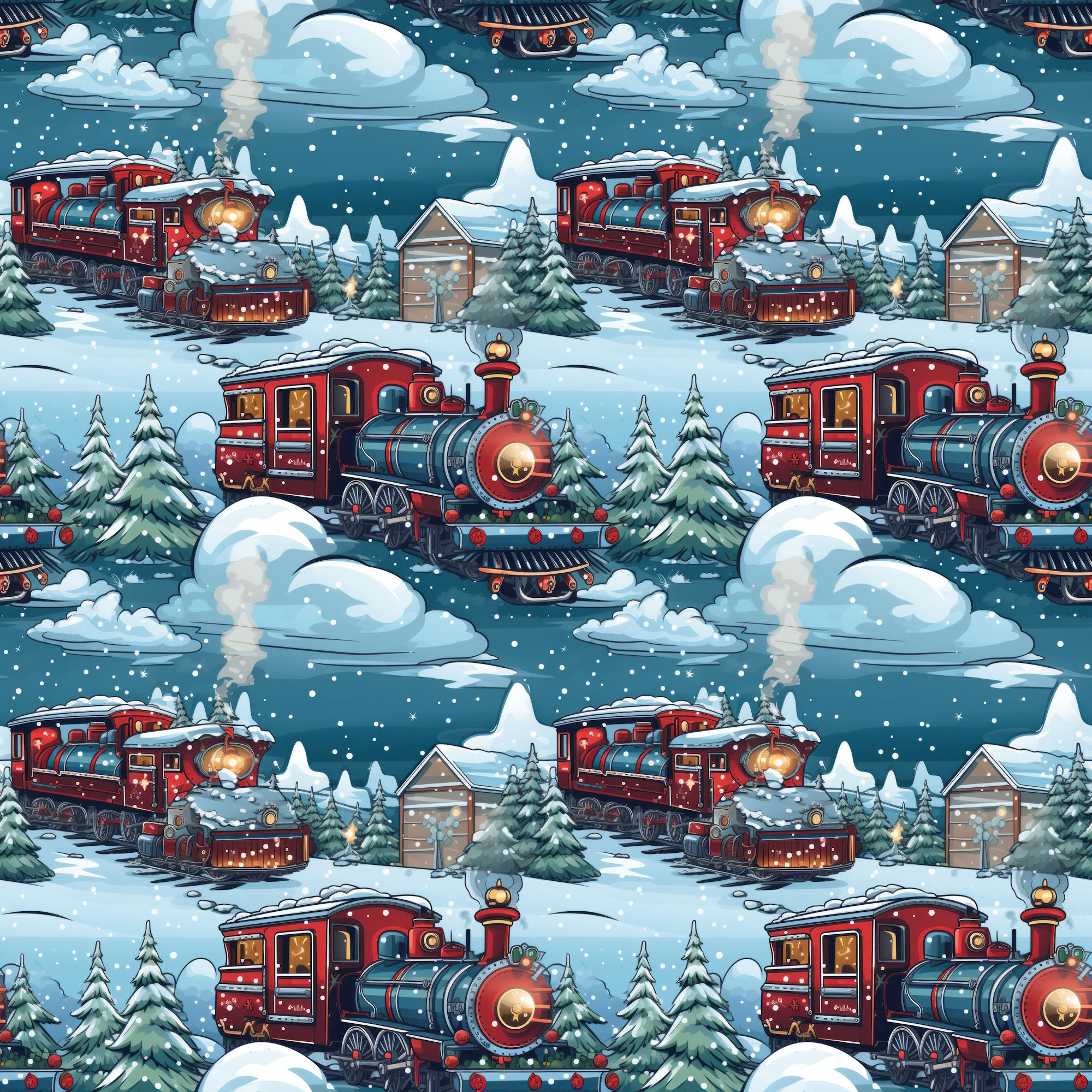 North Pole Express Collection Delivering Gifts 12 x 12 Double-Sided Scrapbook Paper by SSC Designs